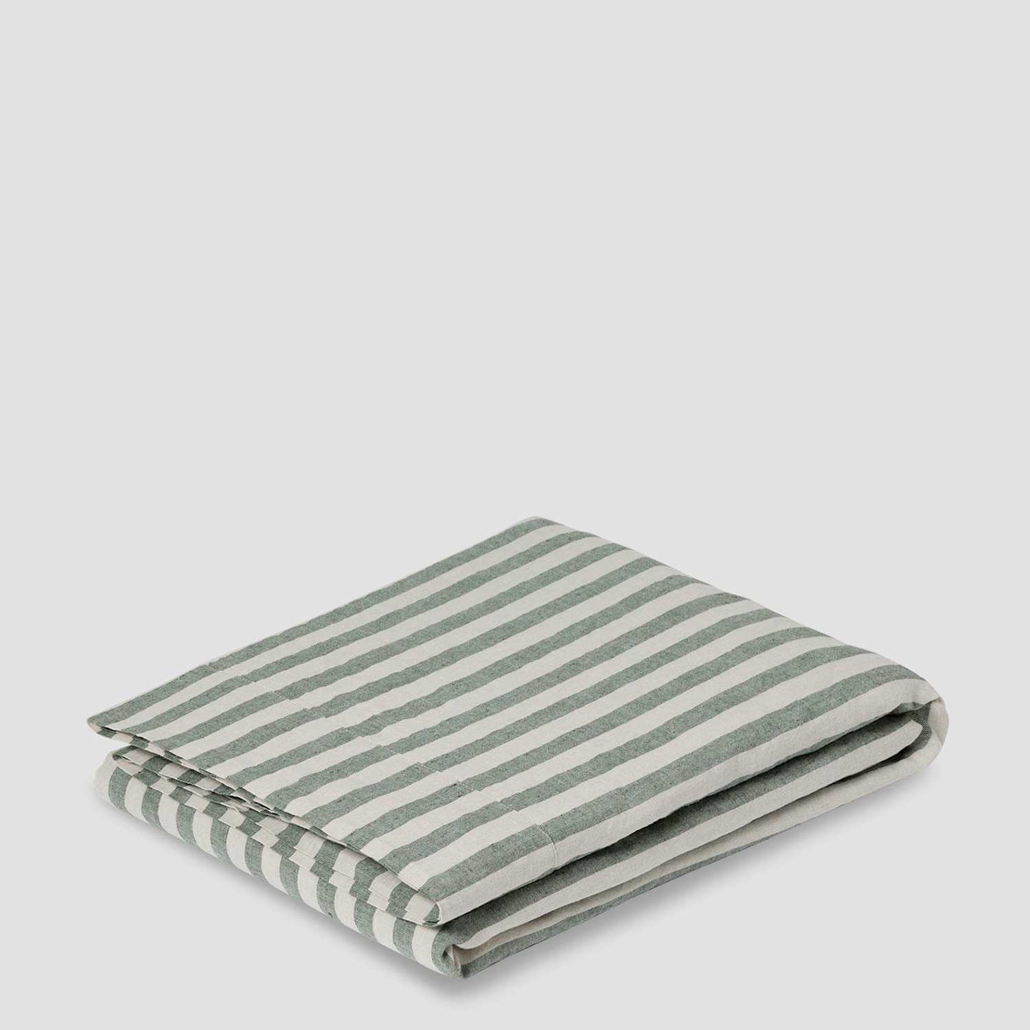 Piglet In Bed Linen Rich Striped Flat Sheet - Super King Size (6 ft) - Green Mix - Available at M&S