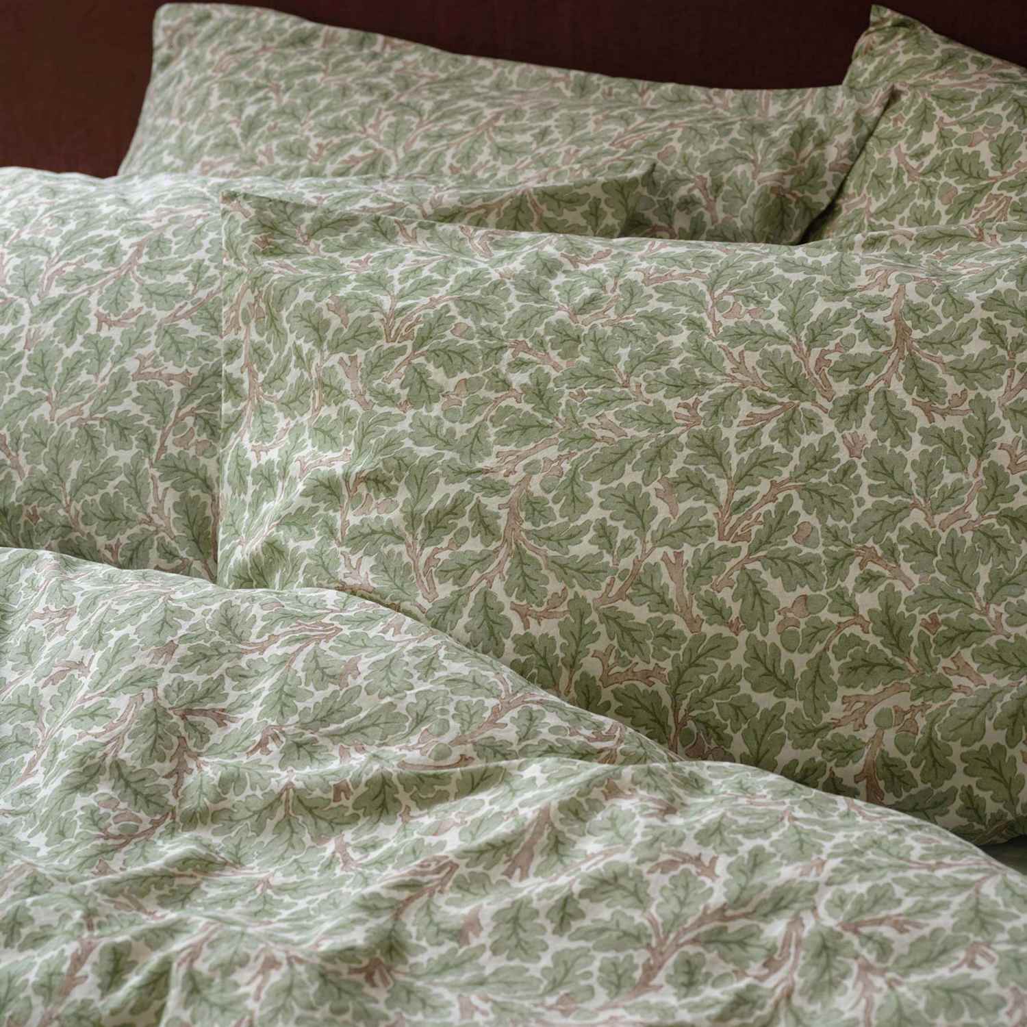 Piglet In Bed 2 Pack Pure Cotton Oak Pillowcases - Green Mix - Available at M&S