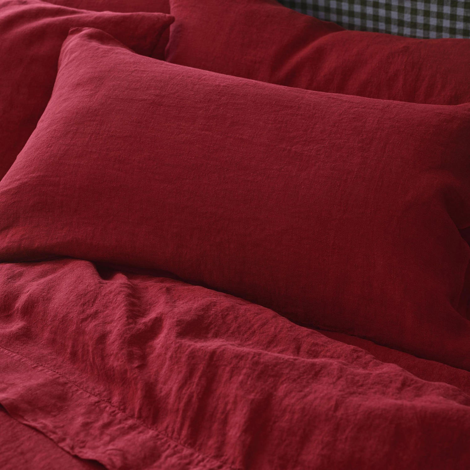 Piglet In Bed Pure Linen Pillowcase Set - Red - Available at M&S