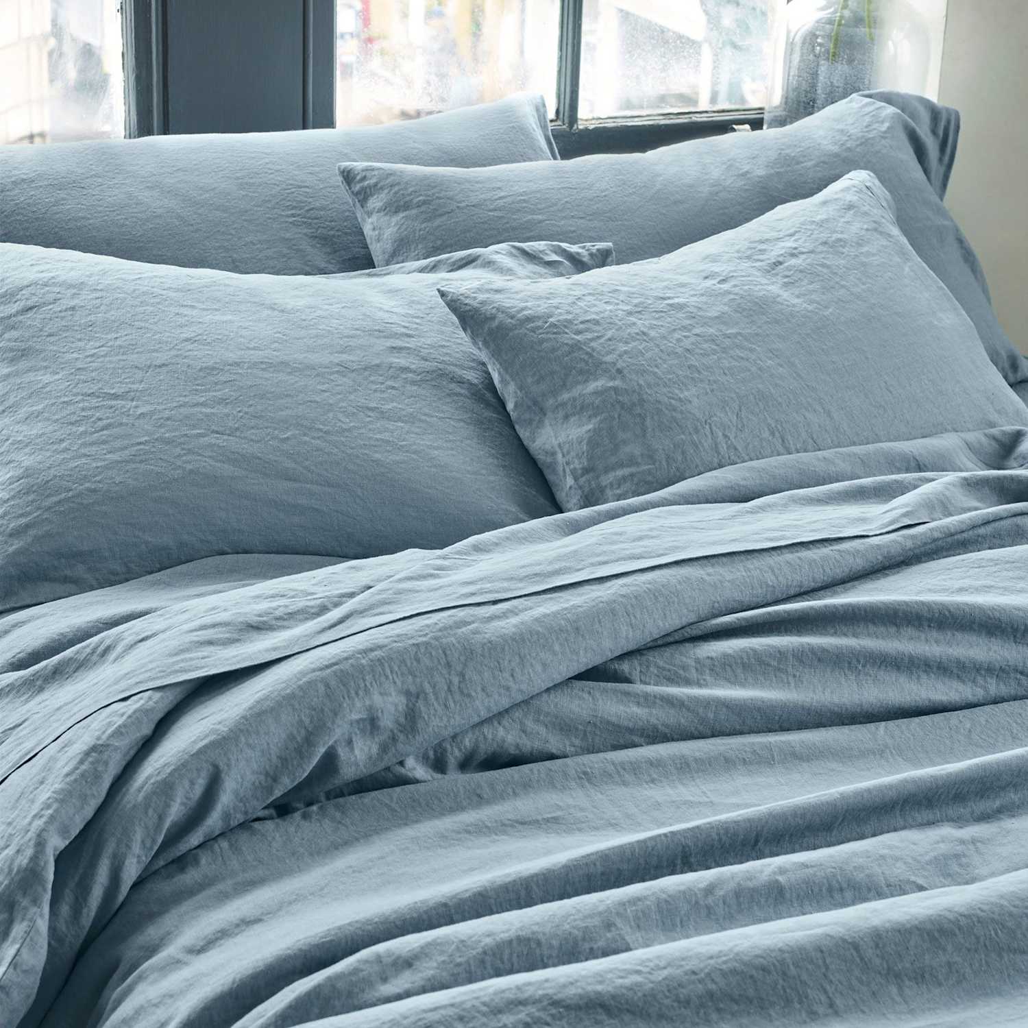 Piglet In Bed Pure Linen Pillowcase Set - Blue - Available at M&S