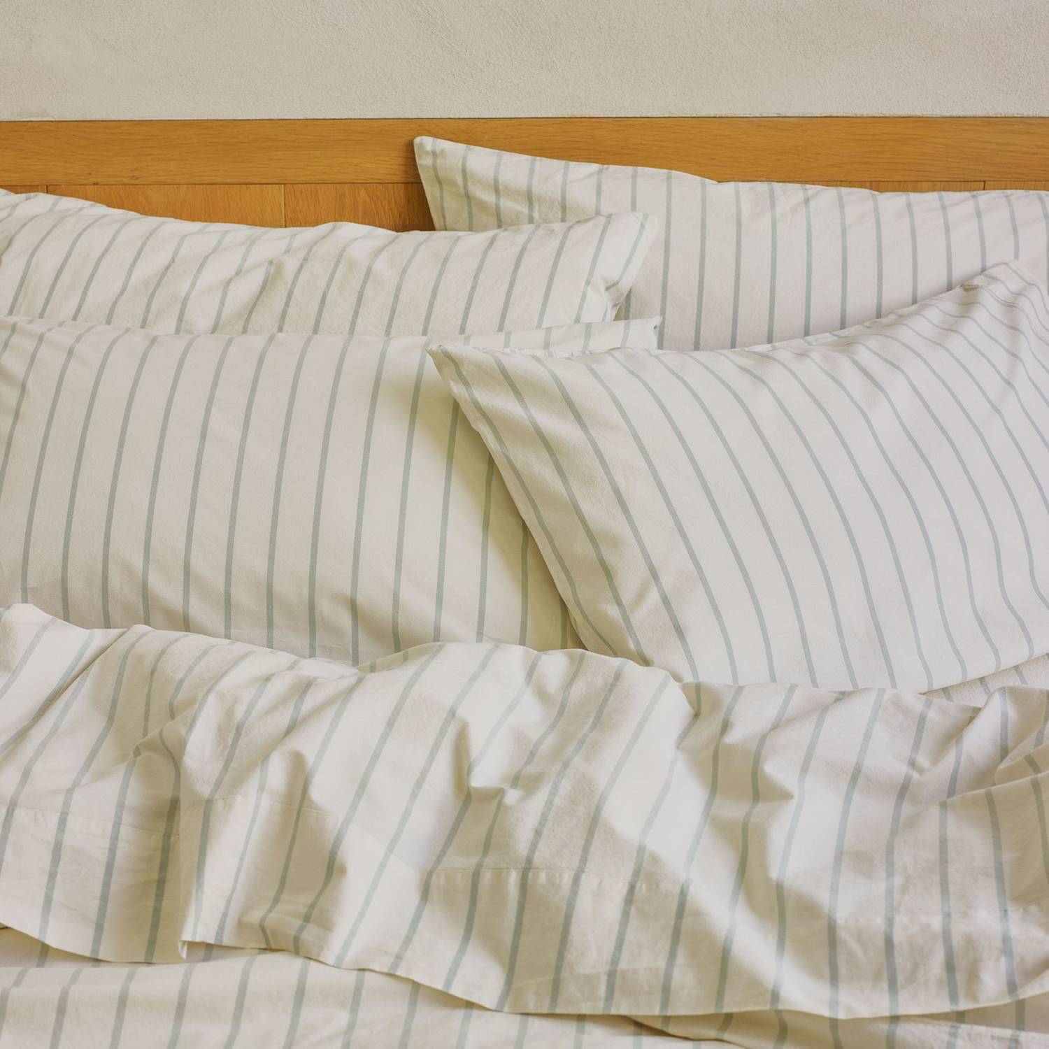 Piglet In Bed 2 Pack Pure Cotton Slumber Stripe Pillowcases - Green Mix - Available at M&S