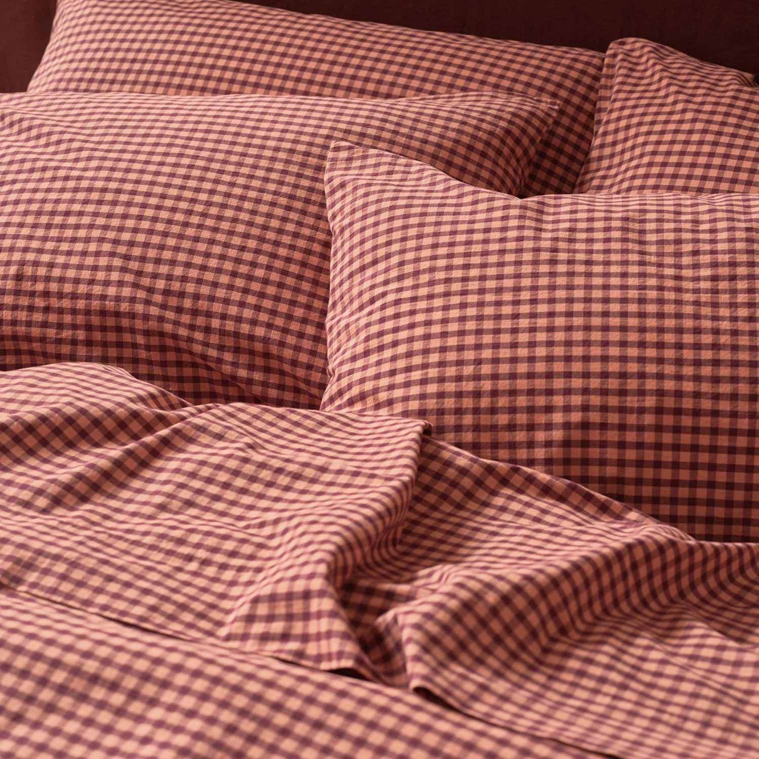 Piglet In Bed 2 Pack Pure Cotton Gingham Pillowcases - Purple Mix - Available at M&S