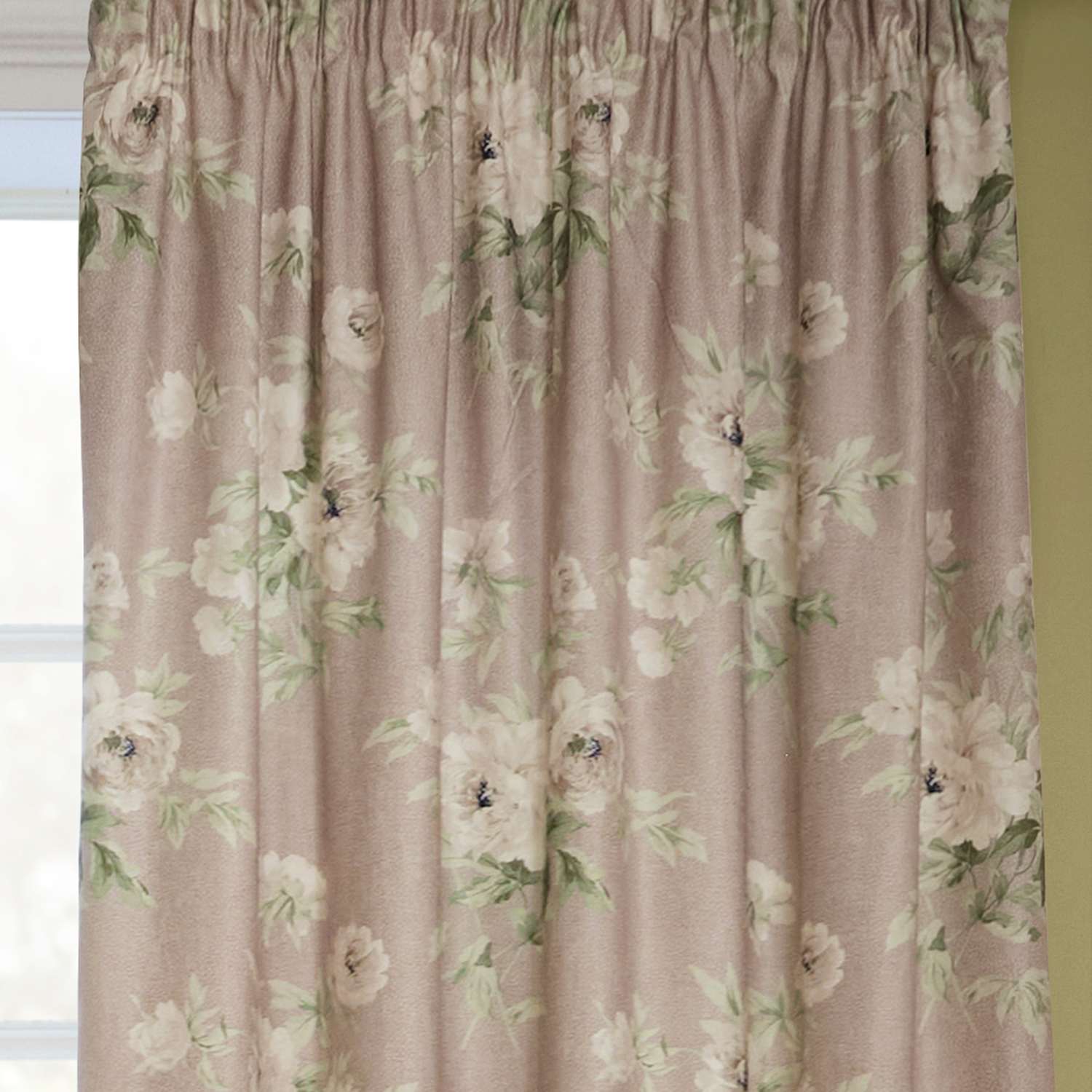 Sanderson Adele Chenille Pencil Pleat Curtains - W218cm, Drop 183cm - Pink Mix - Available at M&S