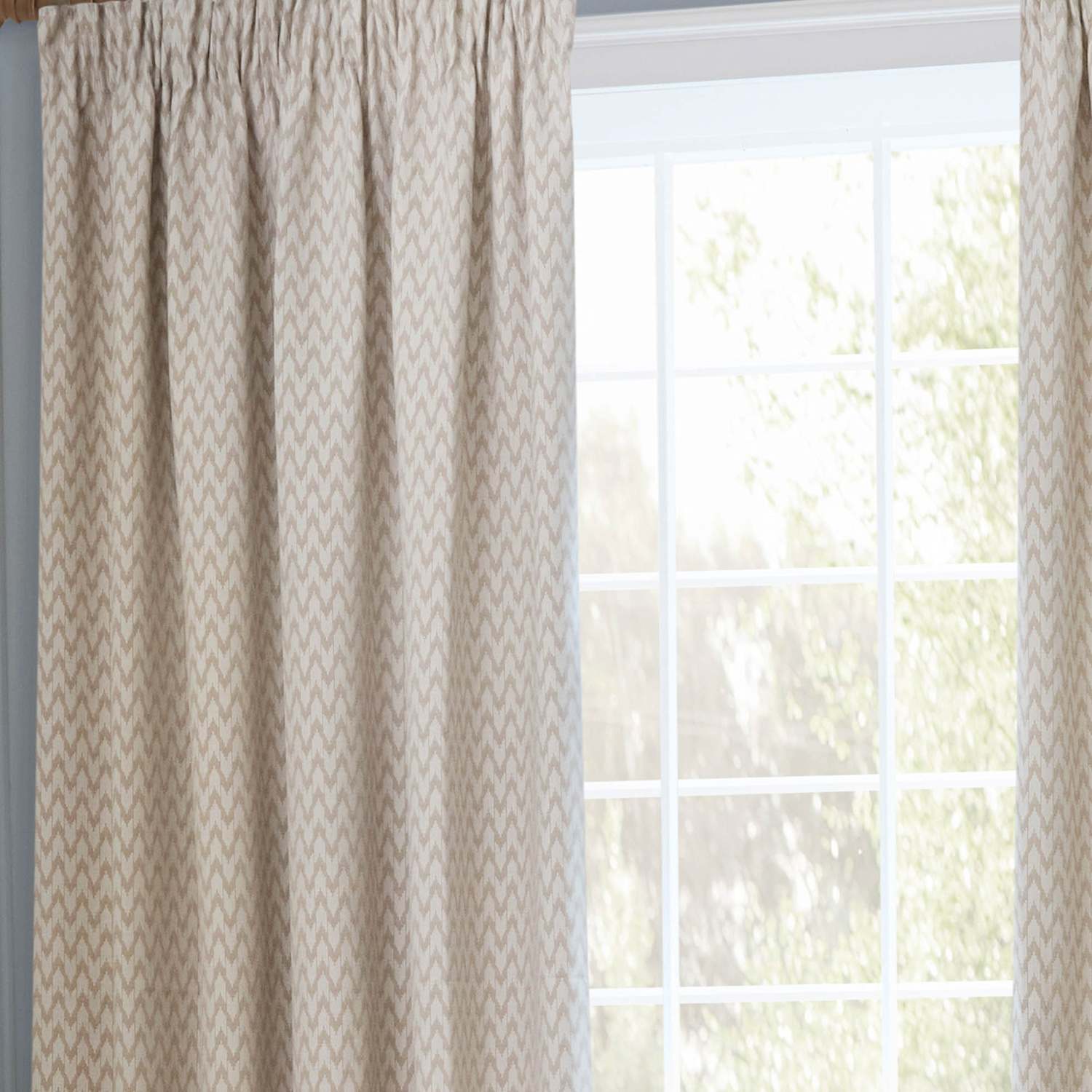 Sanderson Hutton Jacquard Pencil Pleat Curtains - W168cm, Drop 183cm - Natural Mix - Available at M&S