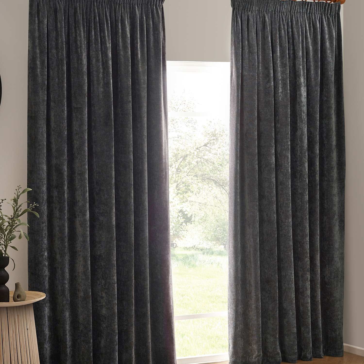 Yard Chenille Blackout Pencil Pleat Curtains - W218cm, Drop 183cm - Dark Grey - Available at M&S