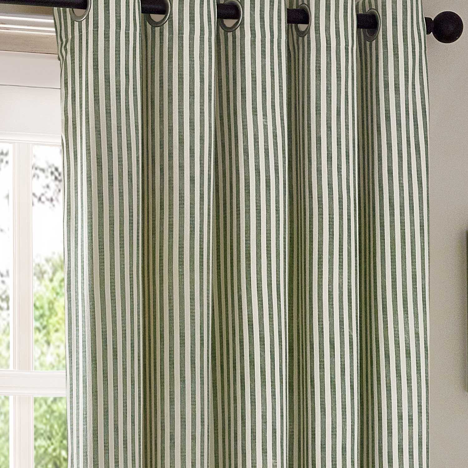 Yard Hebden Striped Blackout Eyelet Curtains - W117cm, Drop 183cm - Dark Green Mix - Available at M&S