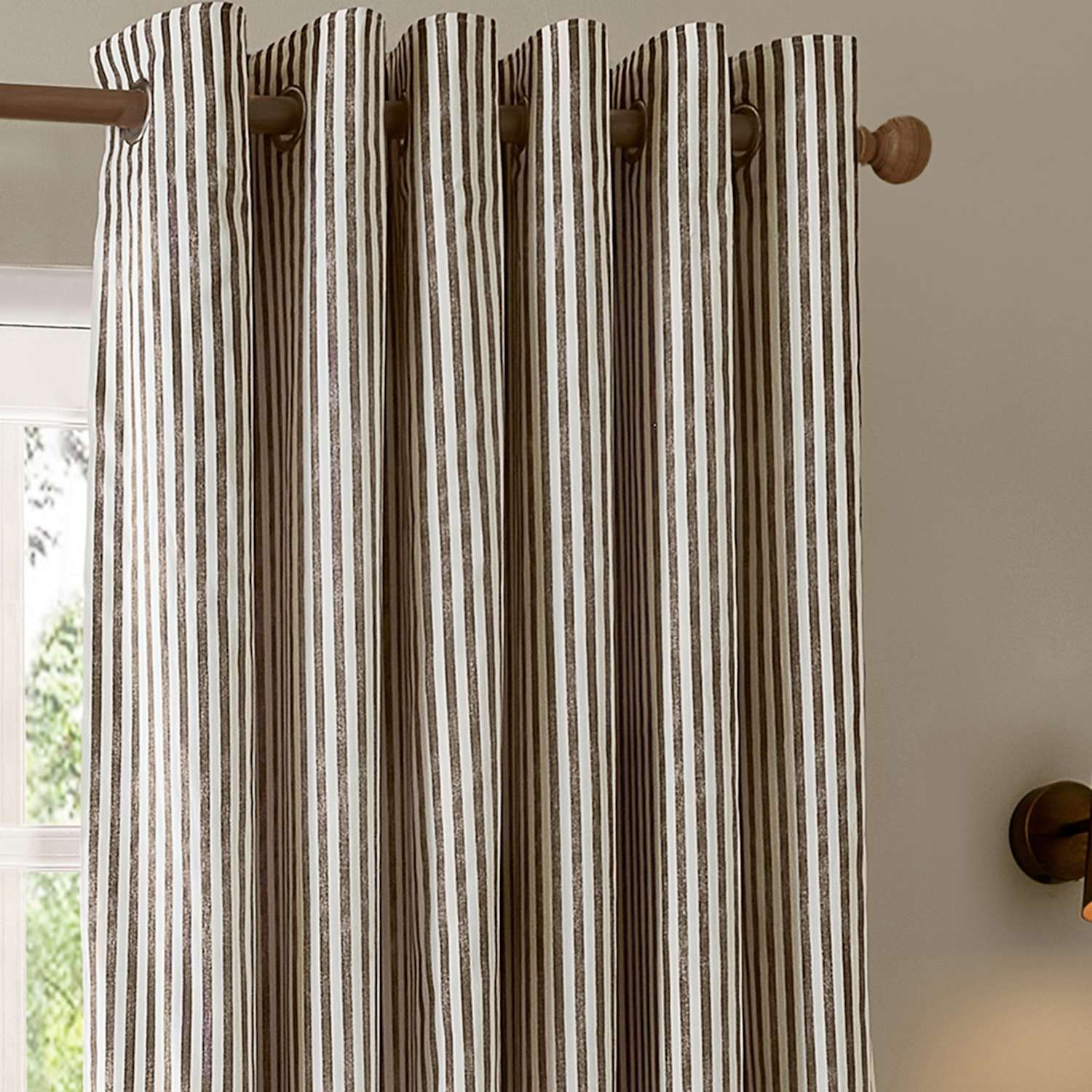 Yard Hebden Striped Blackout Eyelet Curtains - W168cm, Drop 137cm - Dark Brown - Available at M&S