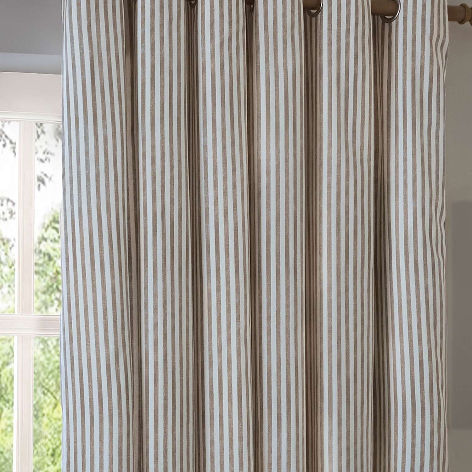 Yard Hebden Striped Blackout Eyelet Curtains - W117cm, Drop 137cm - Brown Mix - Available at M&S