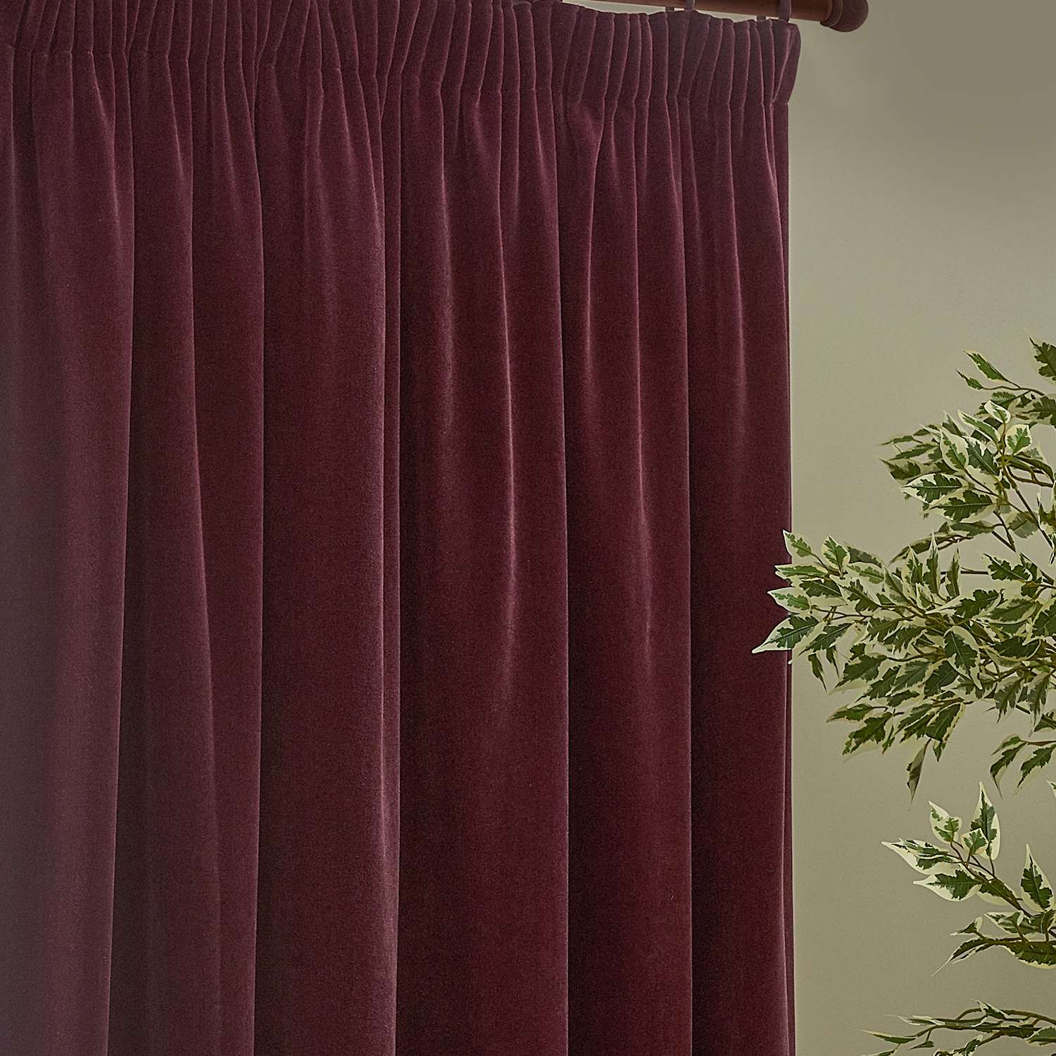 Yard Chenille Velvet Pencil Pleat Curtains - W168cm, Drop 183cm - Dark Burgundy - Available at M&S