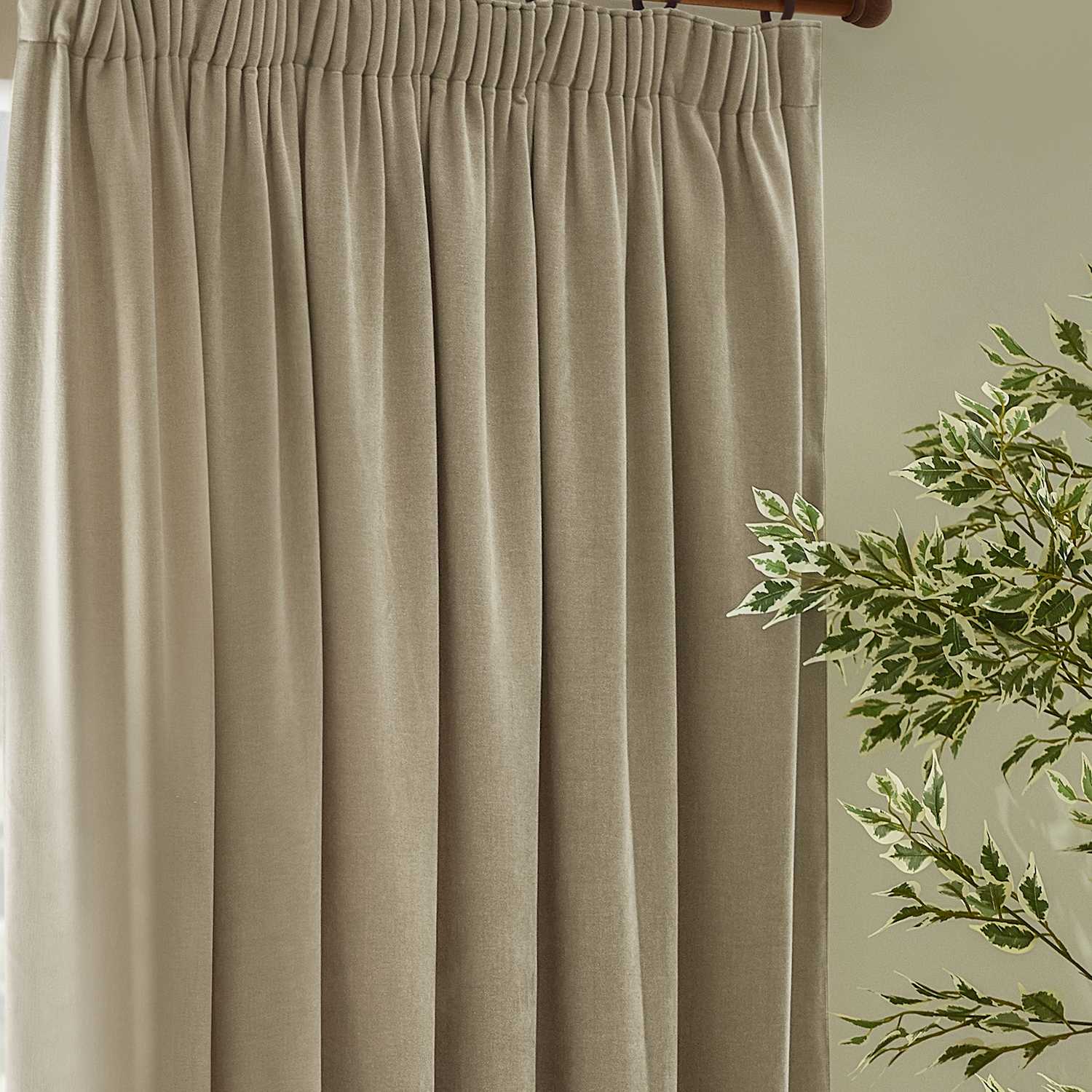 Yard Chenille Velvet Pencil Pleat Curtains - W168cm, Drop 183cm - Nude - Available at M&S