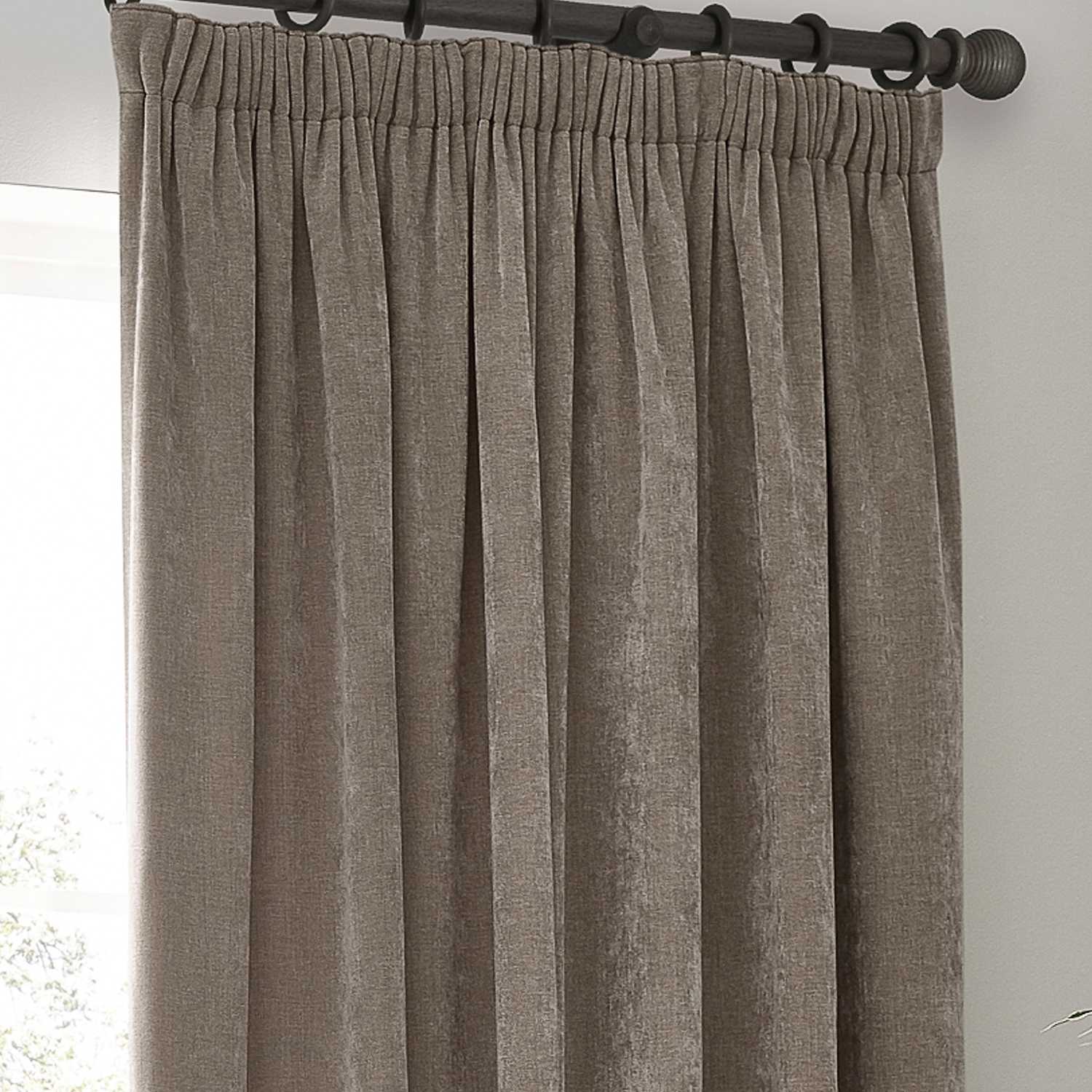 Yard Chenille Velvet Pencil Pleat Curtains - W218cm, Drop 137cm - Taupe - Available at M&S
