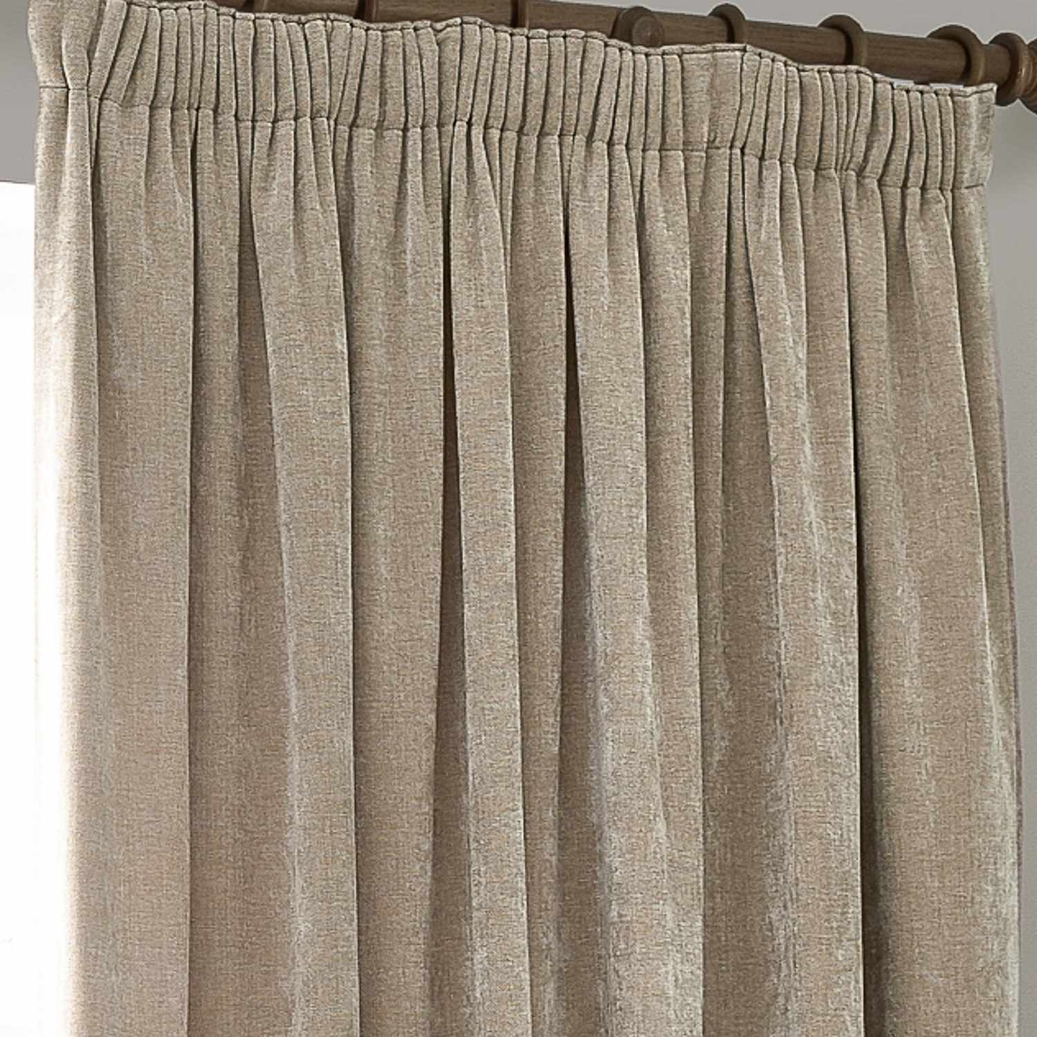 Yard Chenille Velvet Pencil Pleat Curtains - W117cm, Drop 137cm - Natural - Available at M&S