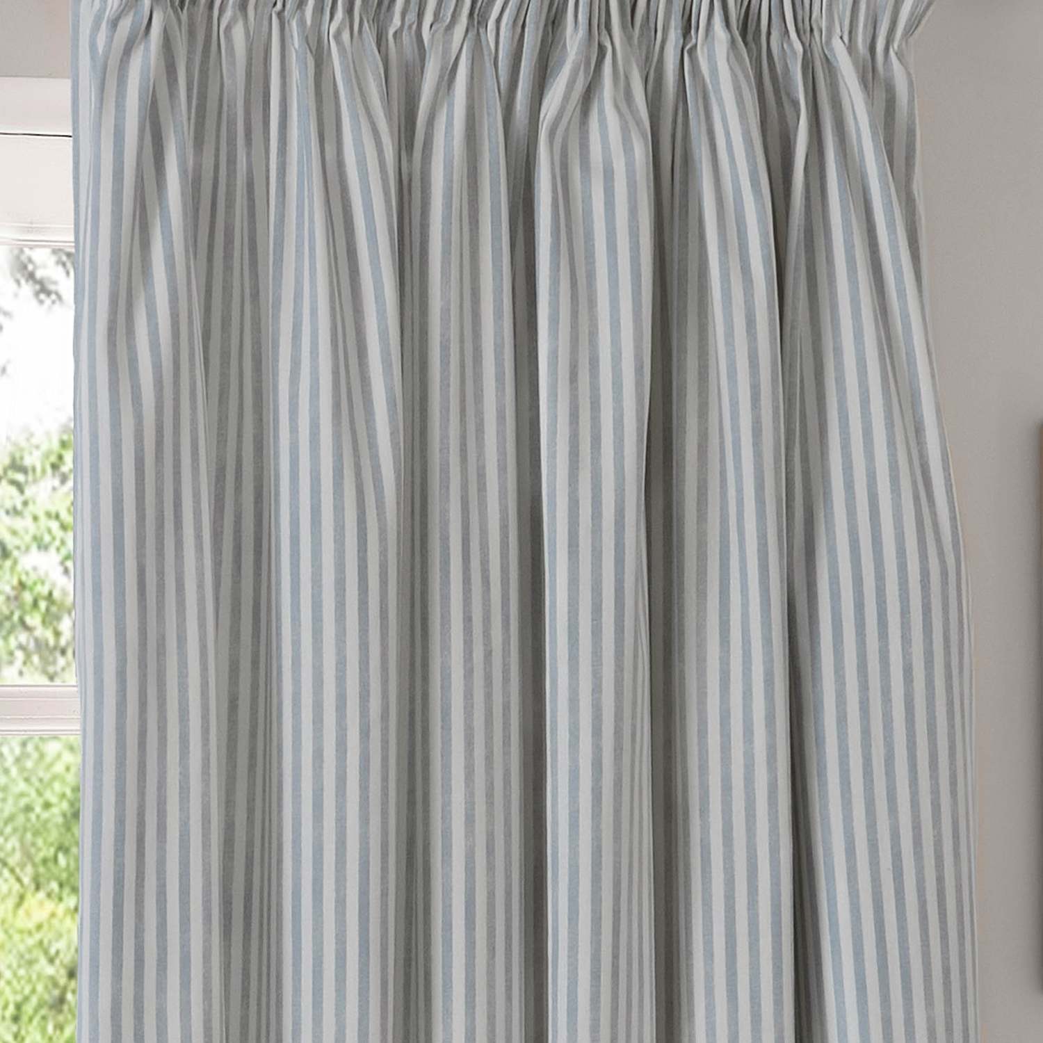 Yard Hebden Pure Cotton Striped Curtains - W117cm, Drop 183cm - Blue Mix - Available at M&S