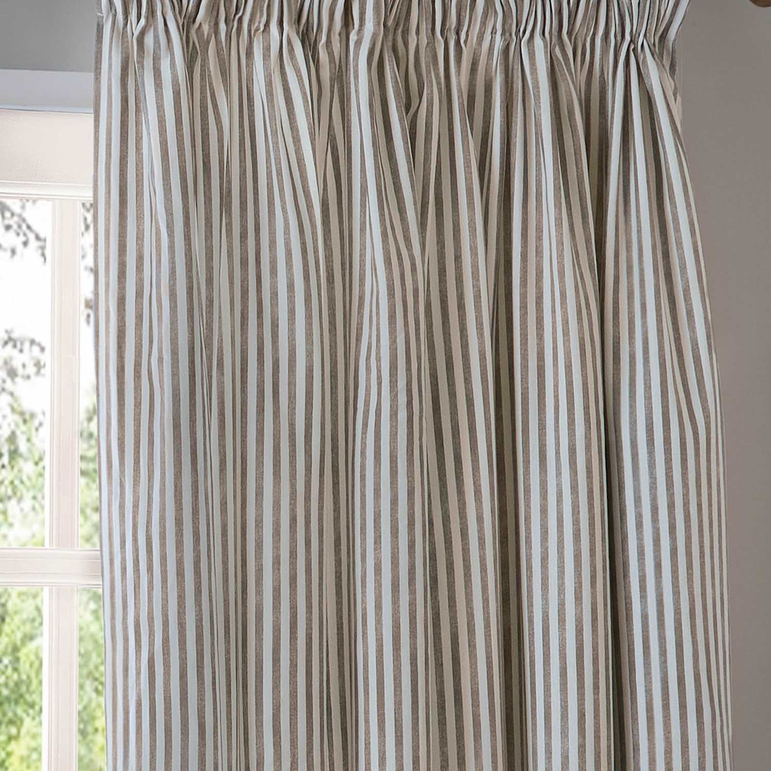 Yard Hebden Pure Cotton Striped Curtains - W168cm, Drop 183cm - Brown Mix - Available at M&S