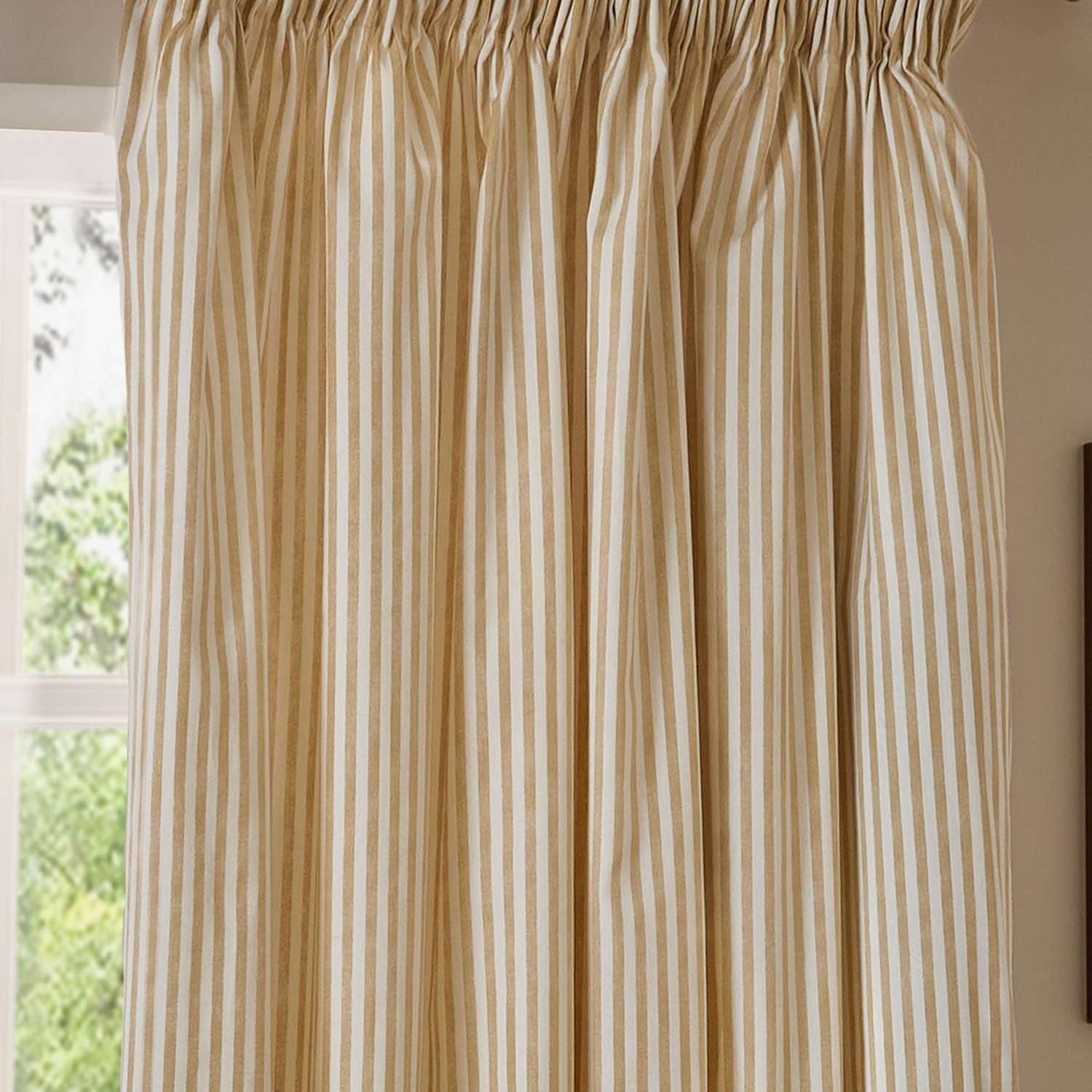 Yard Hebden Pure Cotton Striped Curtains - W168cm, Drop 183cm - Yellow Mix - Available at M&S