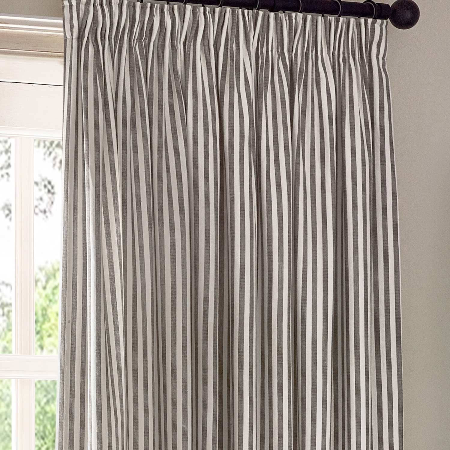 Yard Hebden Pure Cotton Striped Curtains - W218cm, Drop 183cm - Grey Mix - Available at M&S