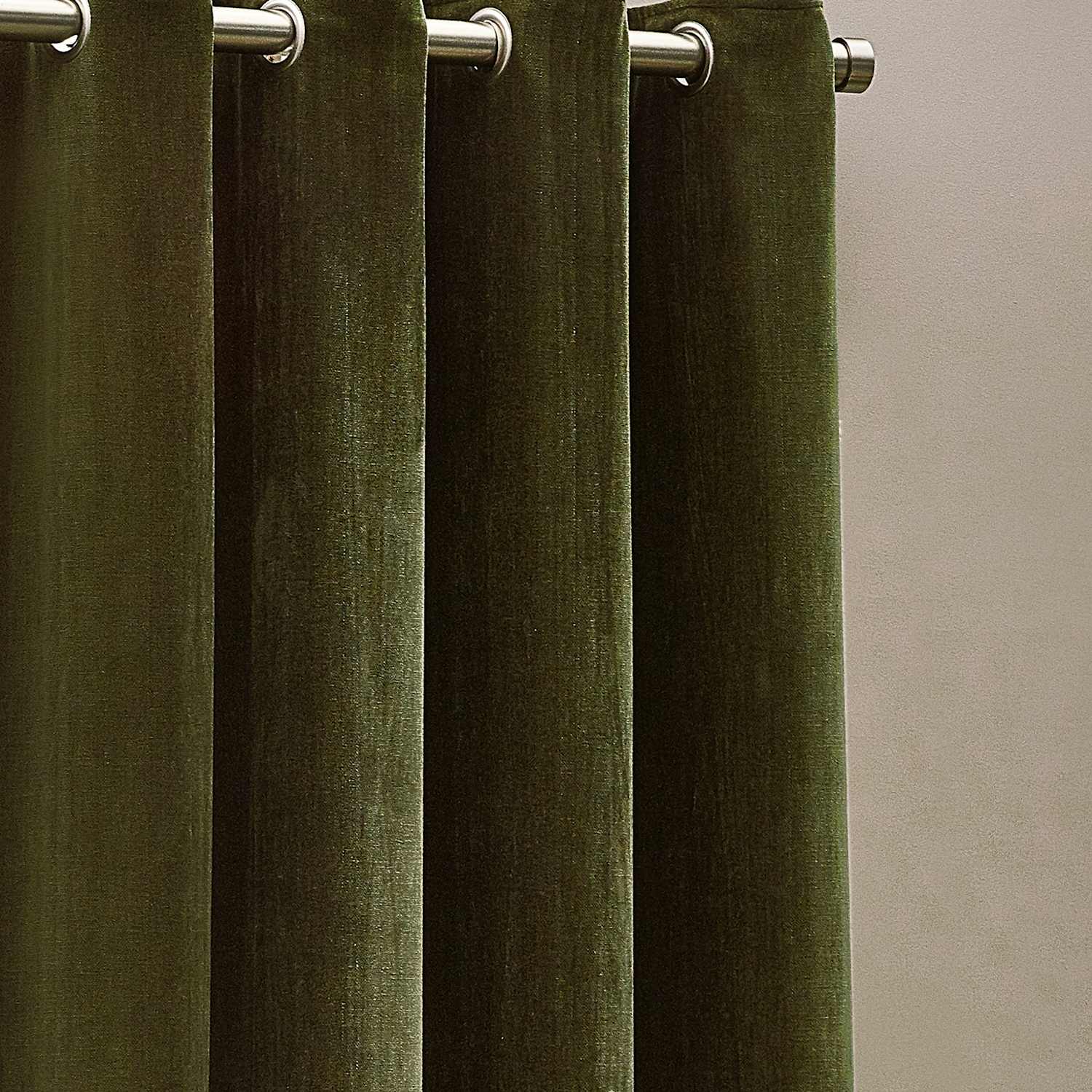 Yard Chenille Velvet Eyelet Curtains - W168cm, Drop 229cm - Olive - Available at M&S