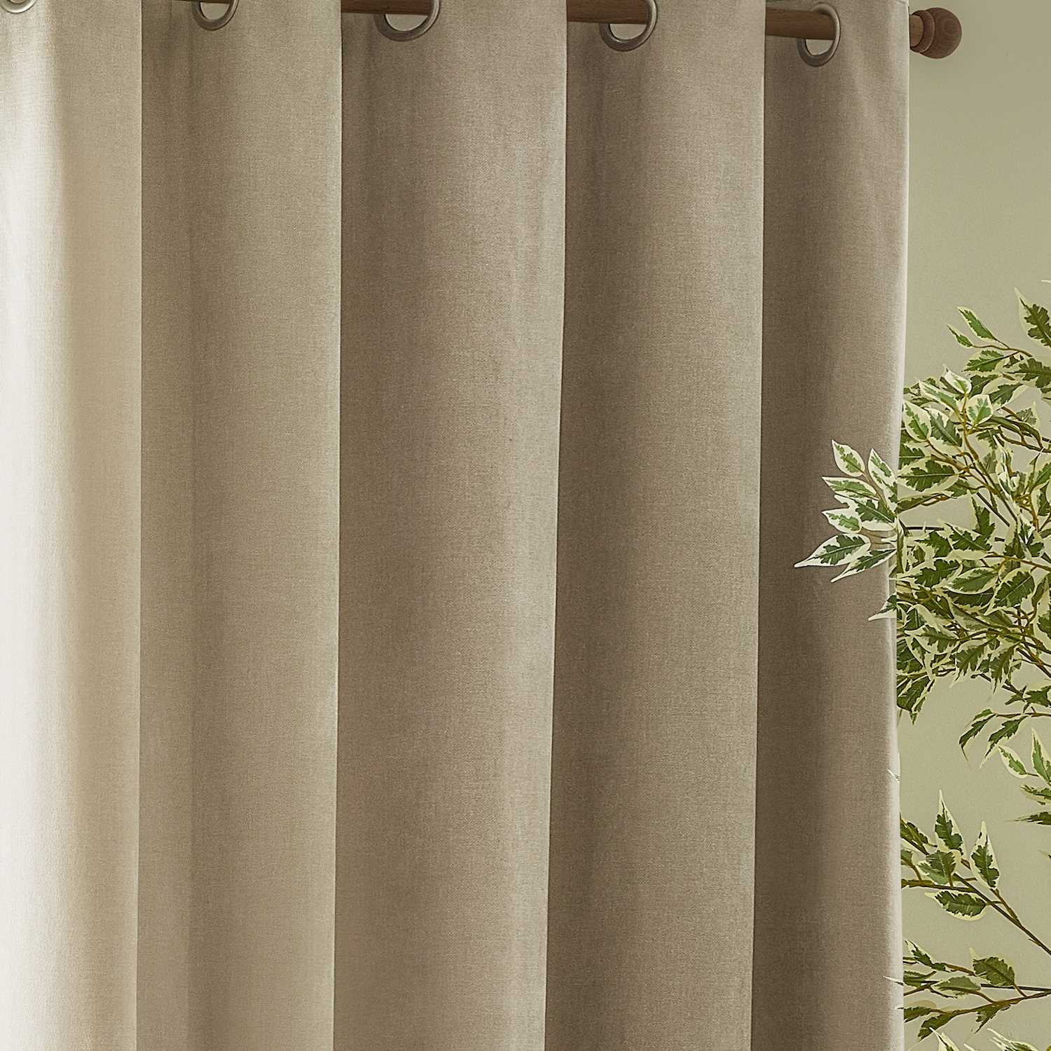 Yard Chenille Velvet Eyelet Curtains - W117cm, Drop 183cm - Nude - Available at M&S
