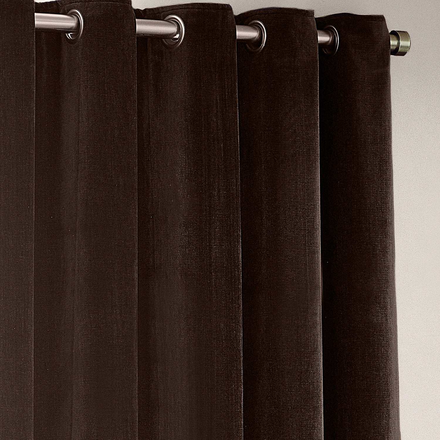 Yard Chenille Velvet Eyelet Curtains - W218cm, Drop 137cm - Dark Brown - Available at M&S