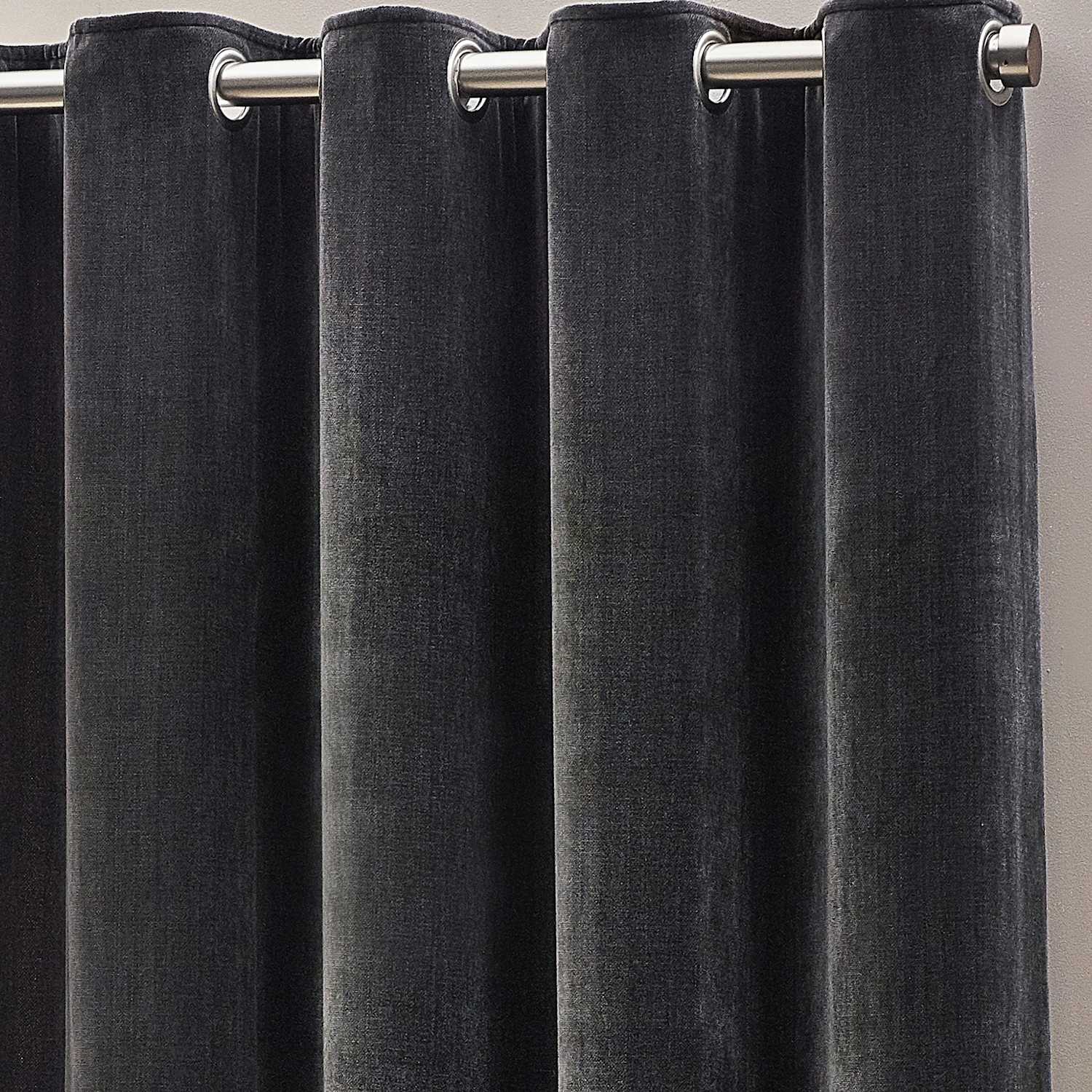 Yard Chenille Velvet Eyelet Curtains - W168cm, Drop 137cm - Charcoal - Available at M&S