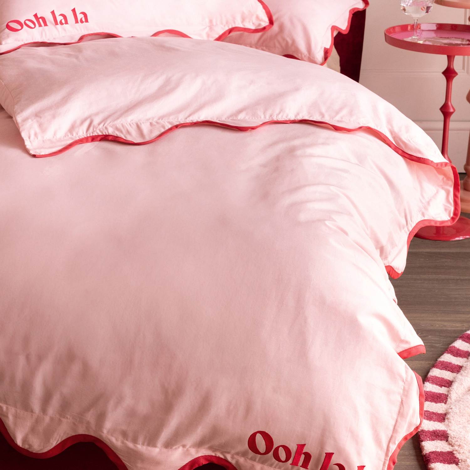 Rockett St George Pure Cotton Frill Trim Ooh La La Duvet Set - King Size (5 ft) - Pink Mix - Available at M&S