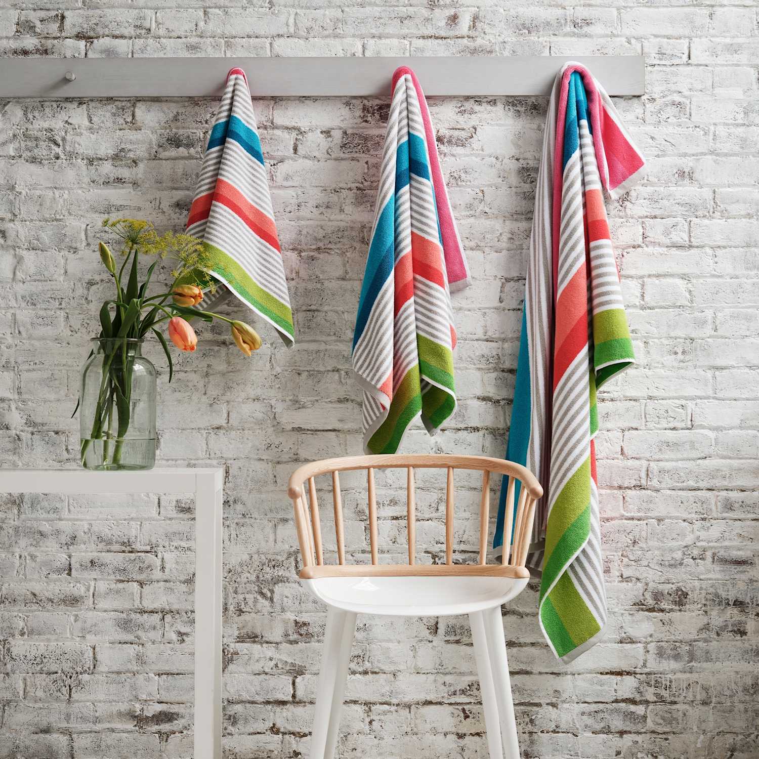 Designers Guild Pure Cotton Striped Towel - Bath Sheet - Multi - Available at M&S