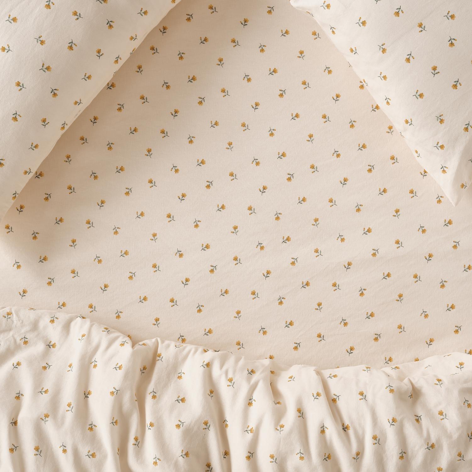 Piglet In Bed Linen Rich Posy Bud Fitted Sheet - Super King Size (6 ft) - Yellow Mix - Available at M&S