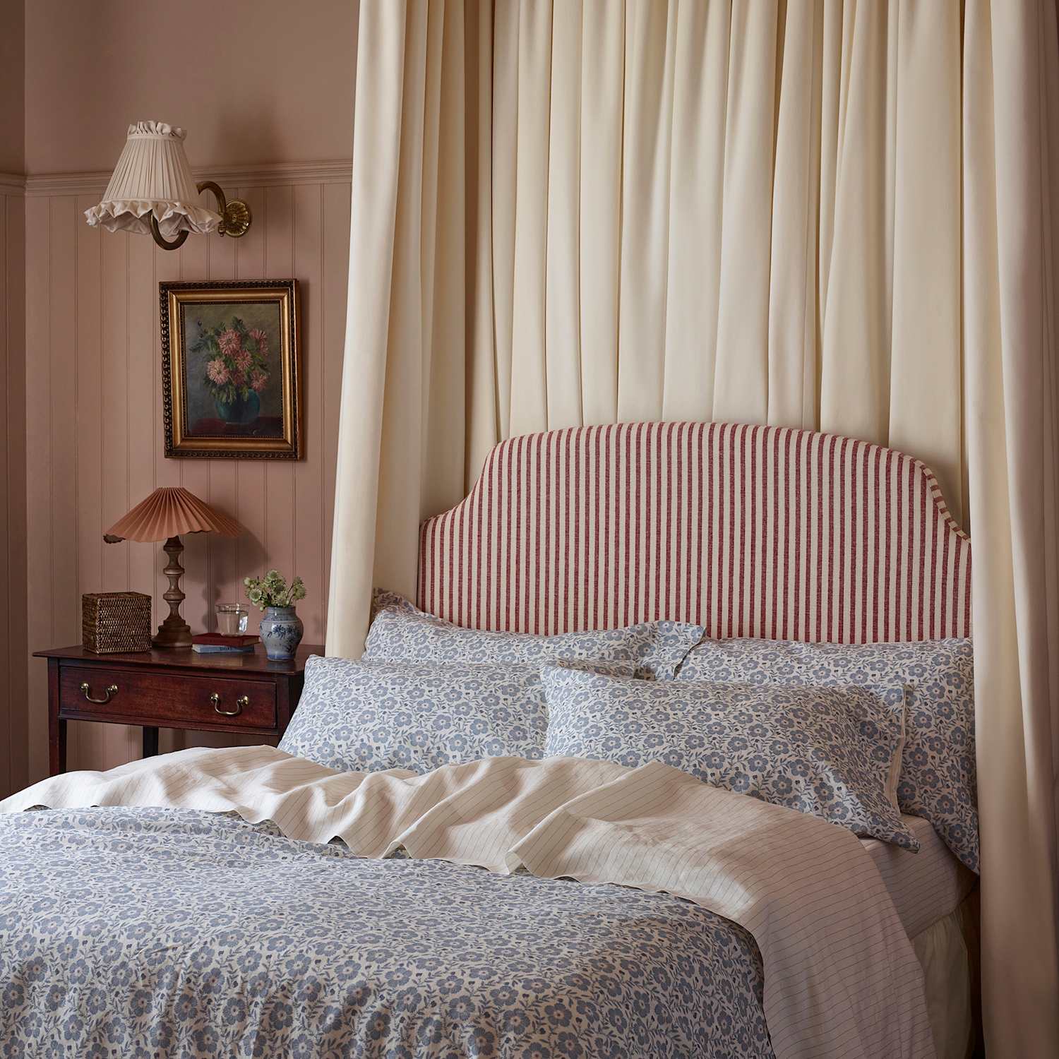 Piglet In Bed Linen Rich Folk Floral Duvet Cover - King Size (5 ft) - Blue Mix - Available at M&S