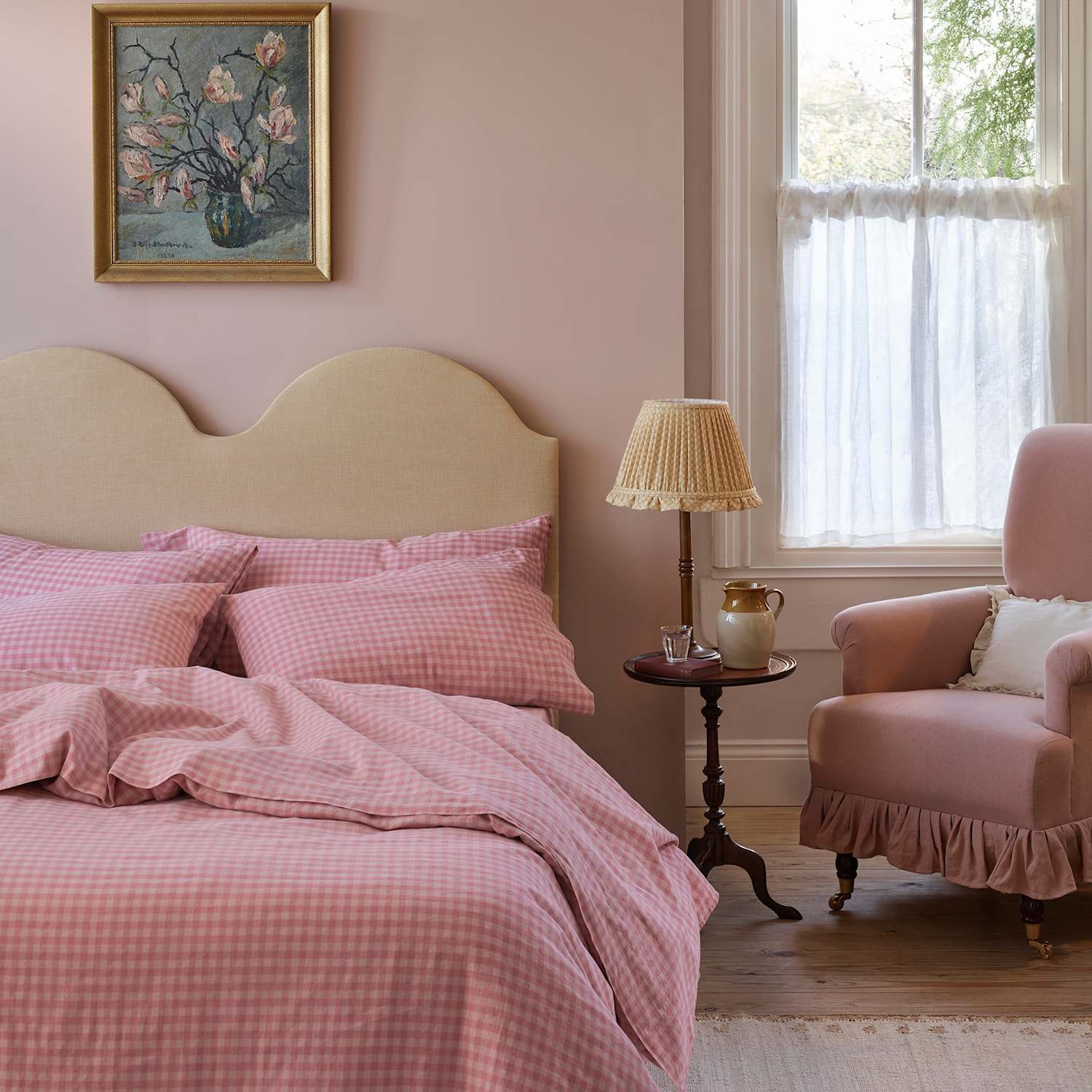 Piglet In Bed Linen Rich Gingham Duvet Cover - King Size (5 ft) - Pink Mix - Available at M&S