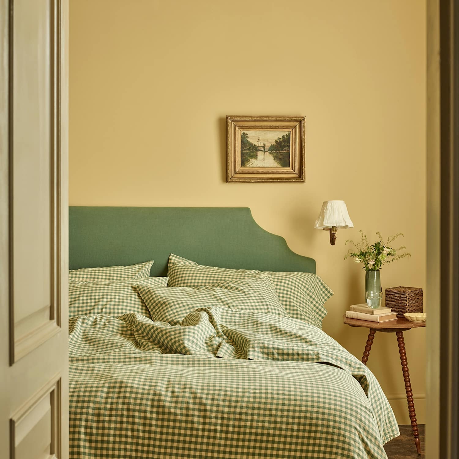 Piglet In Bed Linen Rich Gingham Duvet Cover - Single (3 ft) - Green Mix - Available at M&S