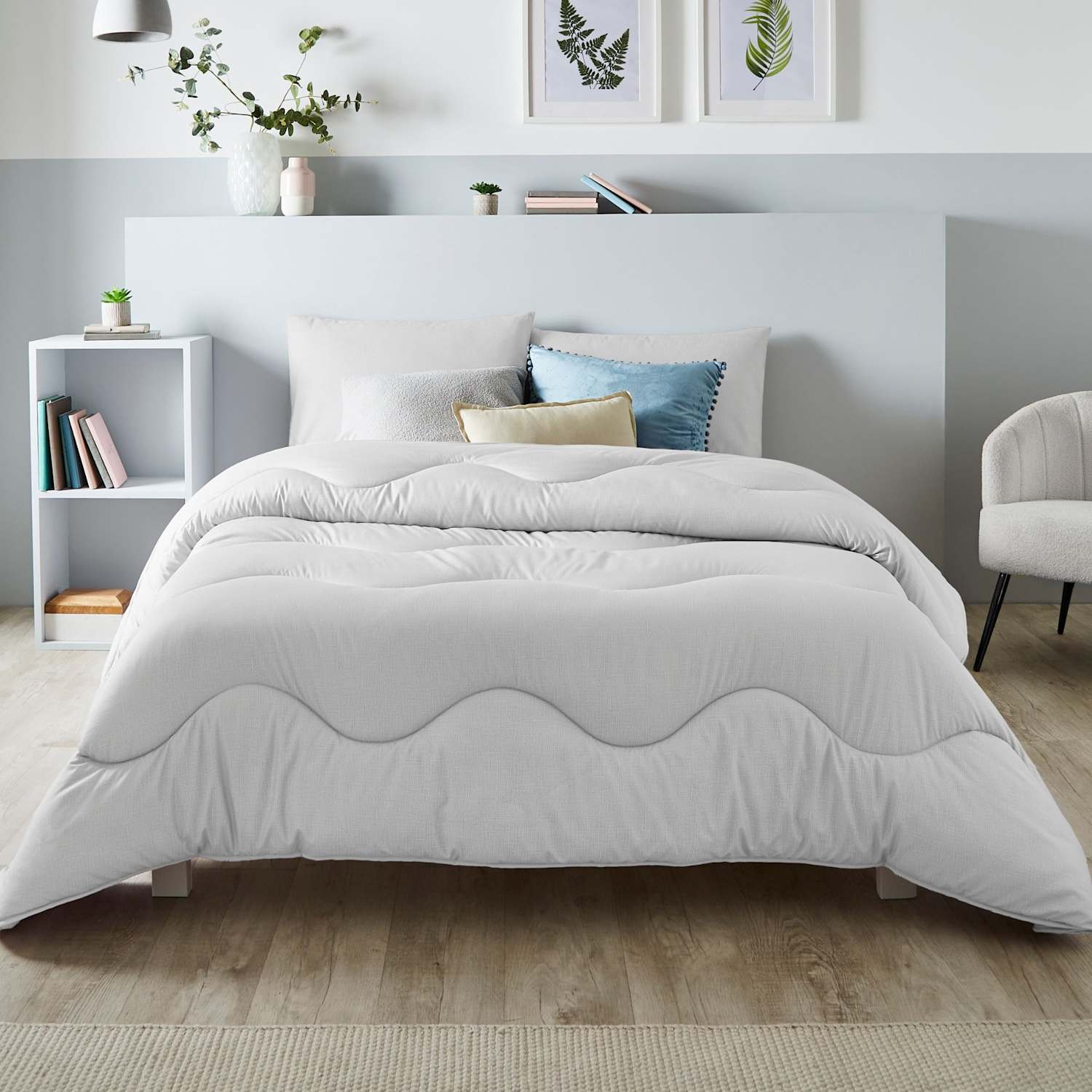 Nightlark Linen Print 4.5 Tog Coverless Duvet - King Size (5 ft) - Light Grey - Available at M&S