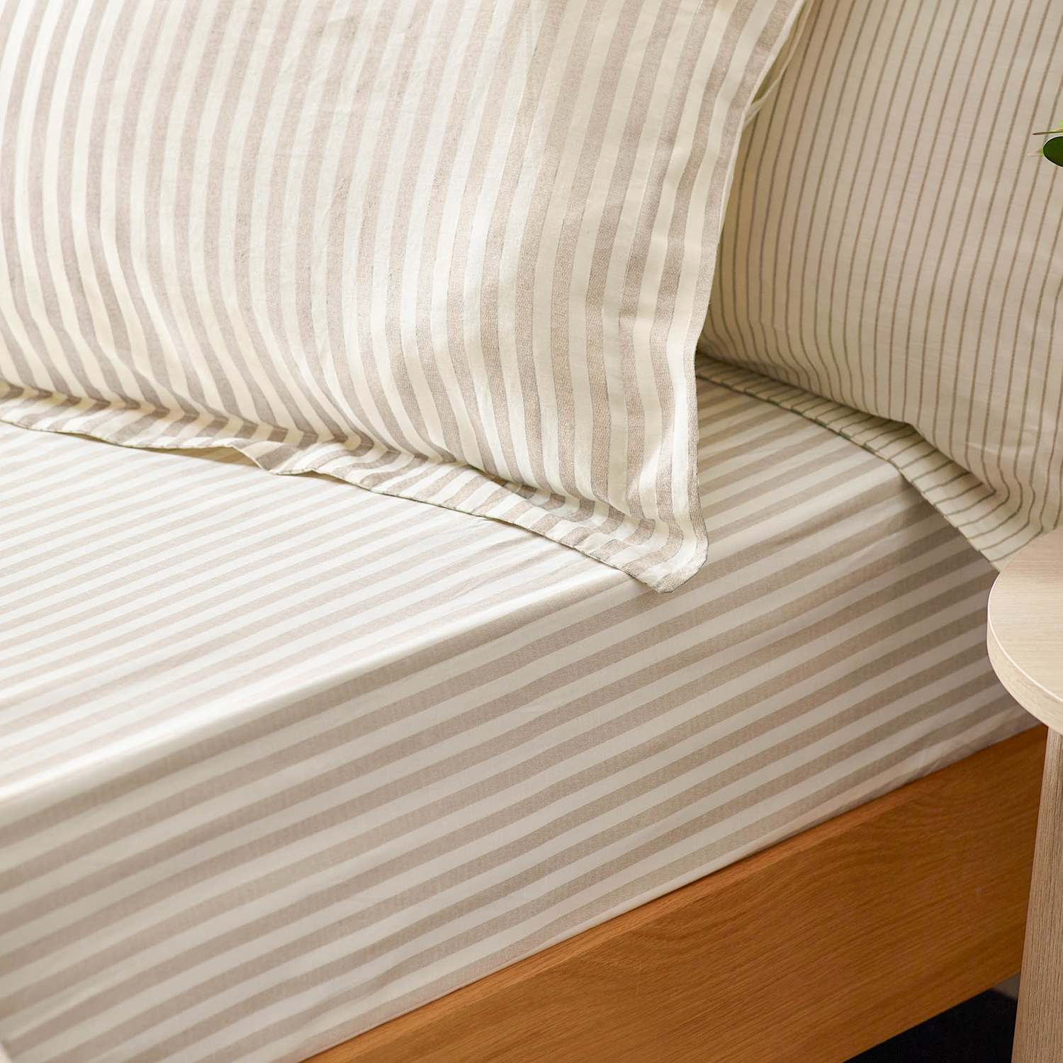 Yard Pure Cotton Striped Fitted Sheet - Super King Size (6 ft) - Natural - Available at M&S