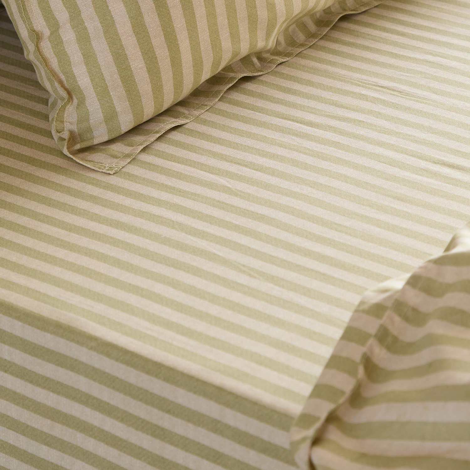 Yard Pure Cotton Marlow Striped Fitted Sheet - Single (3 ft) - Green Mix - Available at M&S