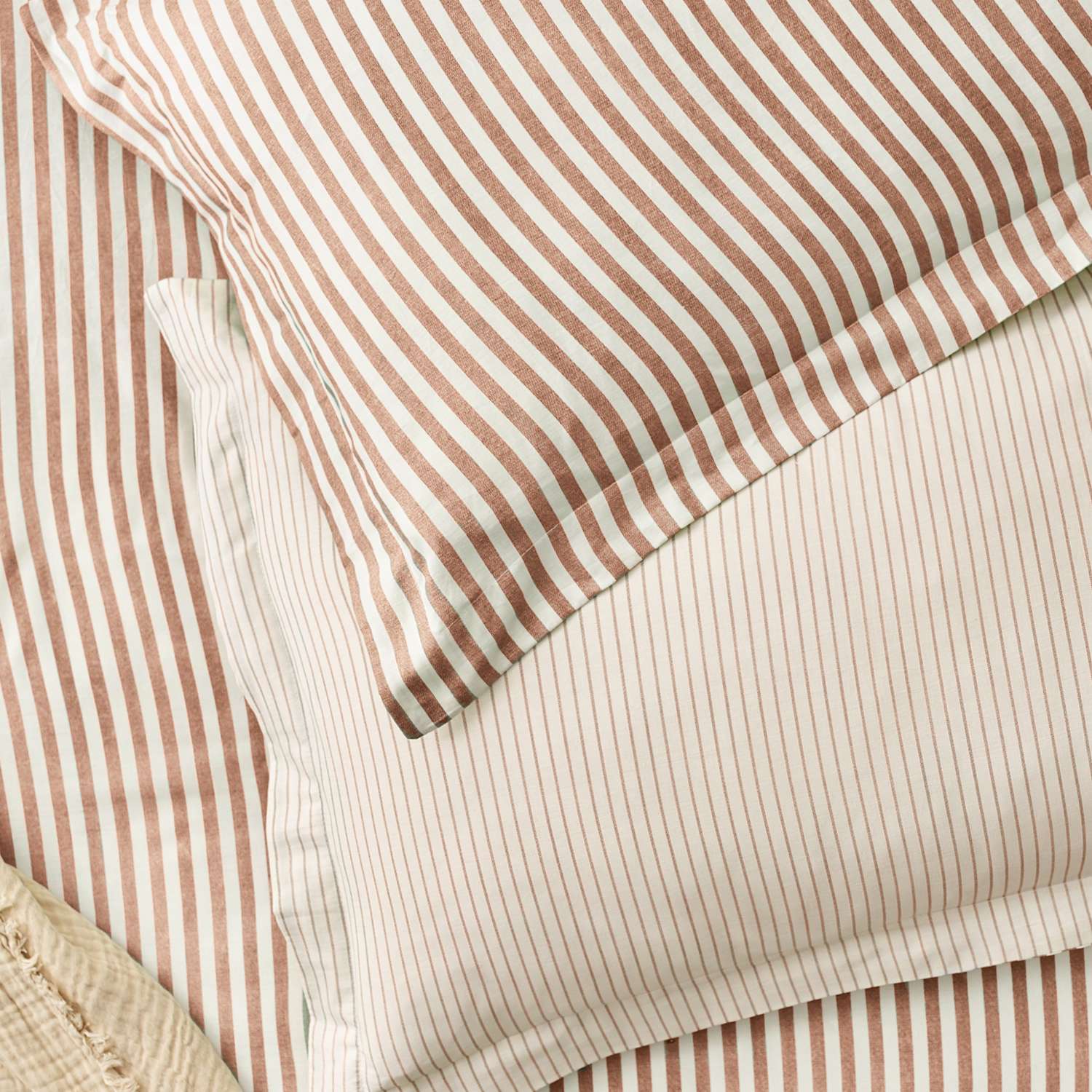 Yard 2 Pack Pure Cotton Hebden Stripe Pillowcases - Brown Mix - Available at M&S