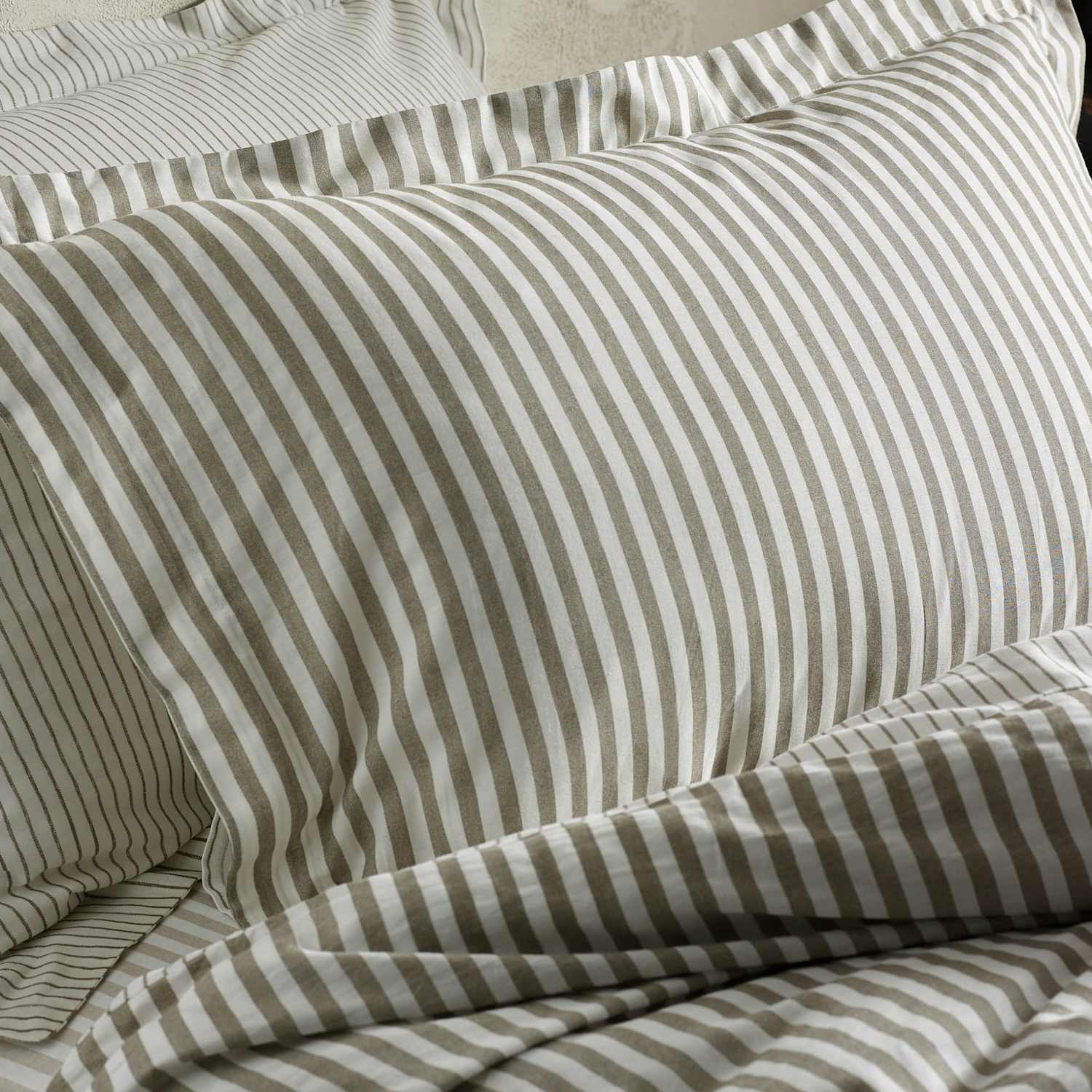 Yard 2 Pack Pure Cotton Hebden Stripe Pillowcases - Grey Mix - Available at M&S