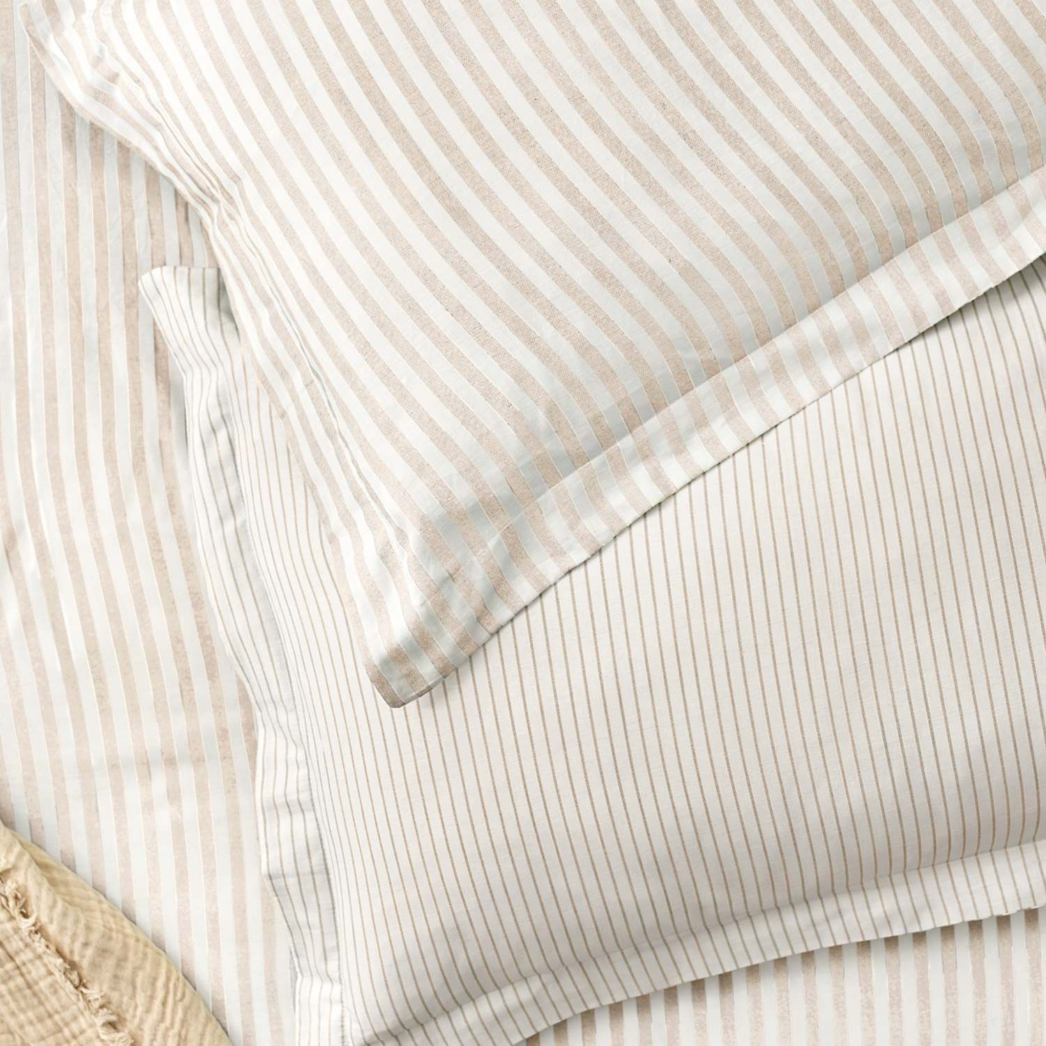 Yard 2 Pack Pure Cotton Hebden Stripe Pillowcases - White Mix - Available at M&S
