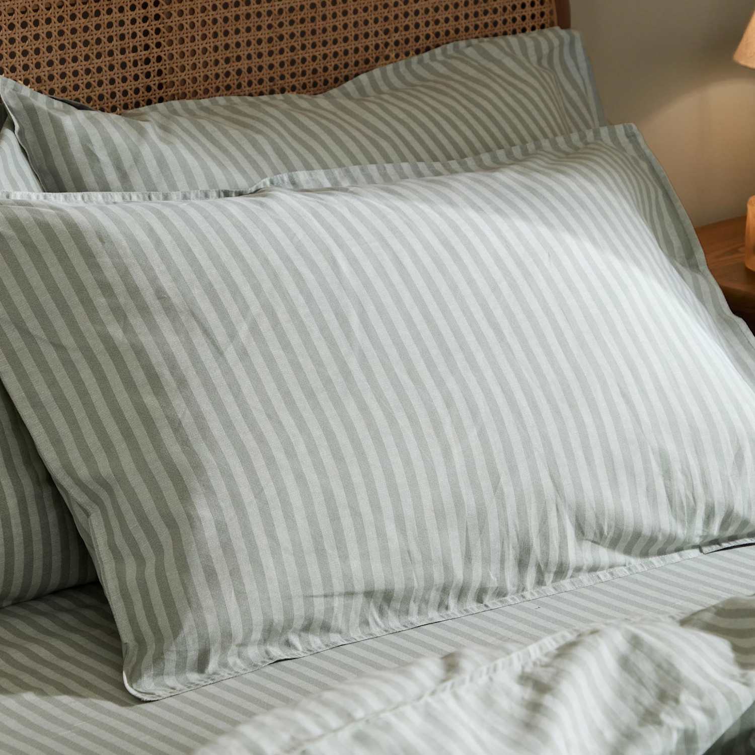 Yard Set of 2 Pure Cotton Marlow Striped Pillowcases - Grey Mix - Available at M&S
