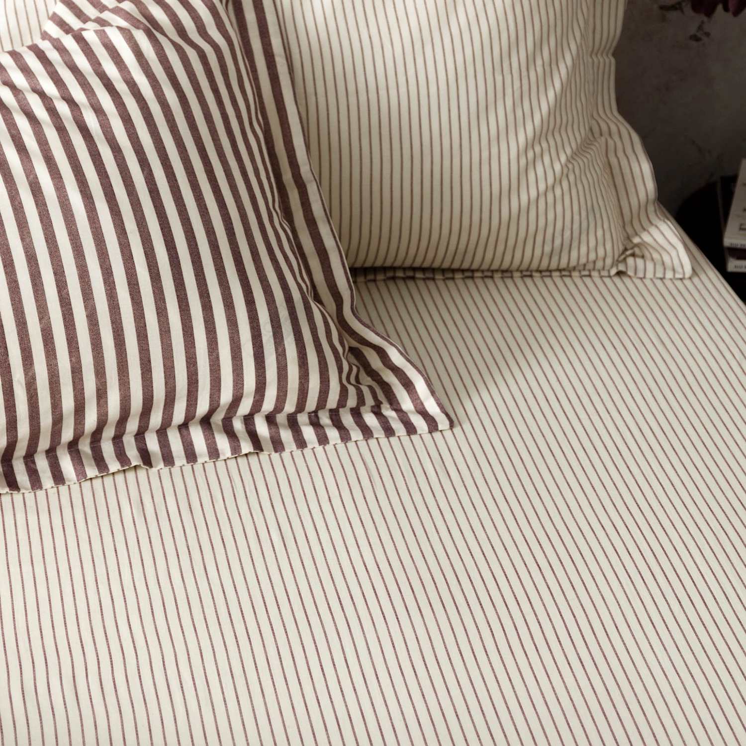 Yard Pure Cotton Hebden Striped Fitted Sheet - Super King Size (6 ft) - Red - Available at M&S