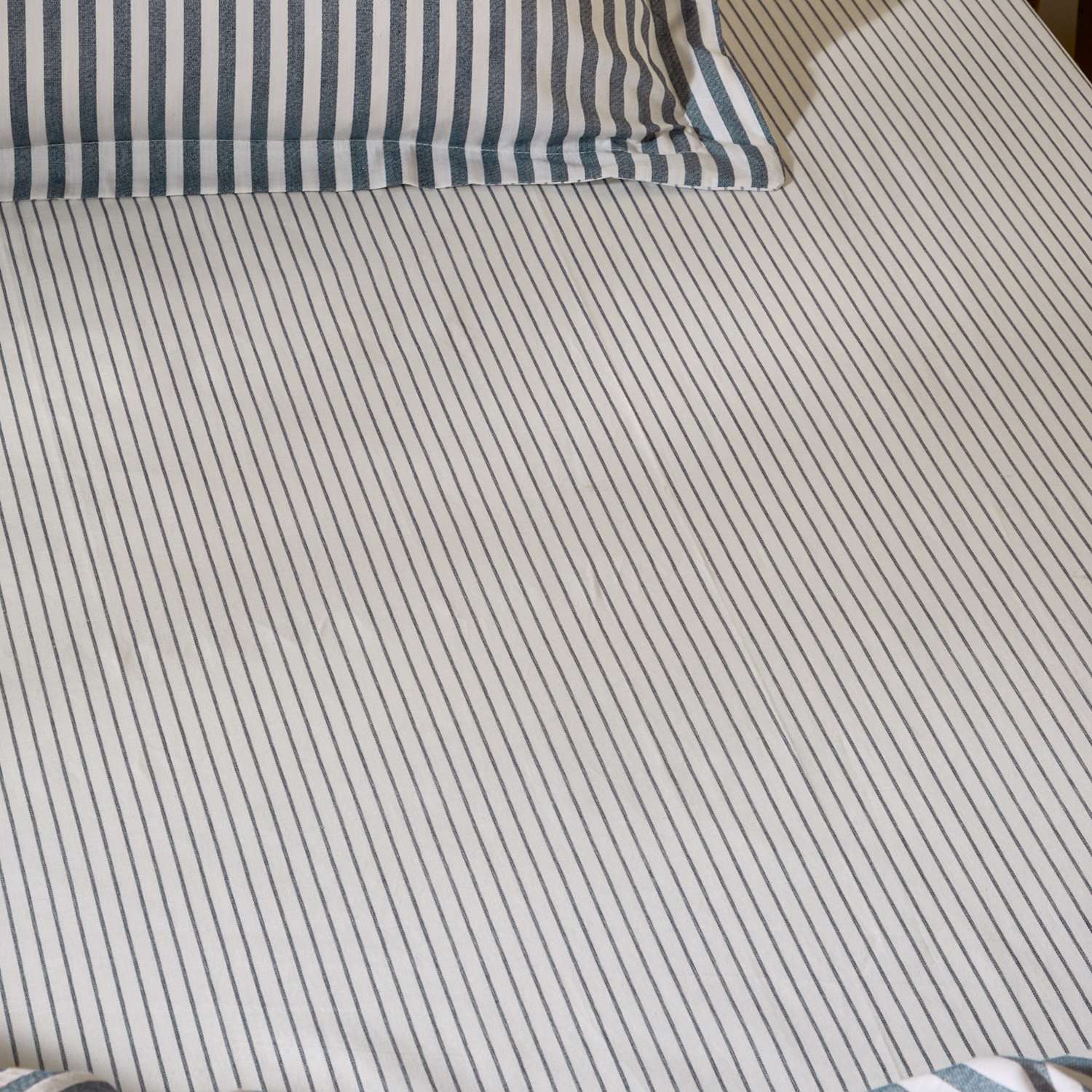 Yard Pure Cotton Hebden Striped Fitted Sheet - Double (4 ft 6) - Navy - Available at M&S