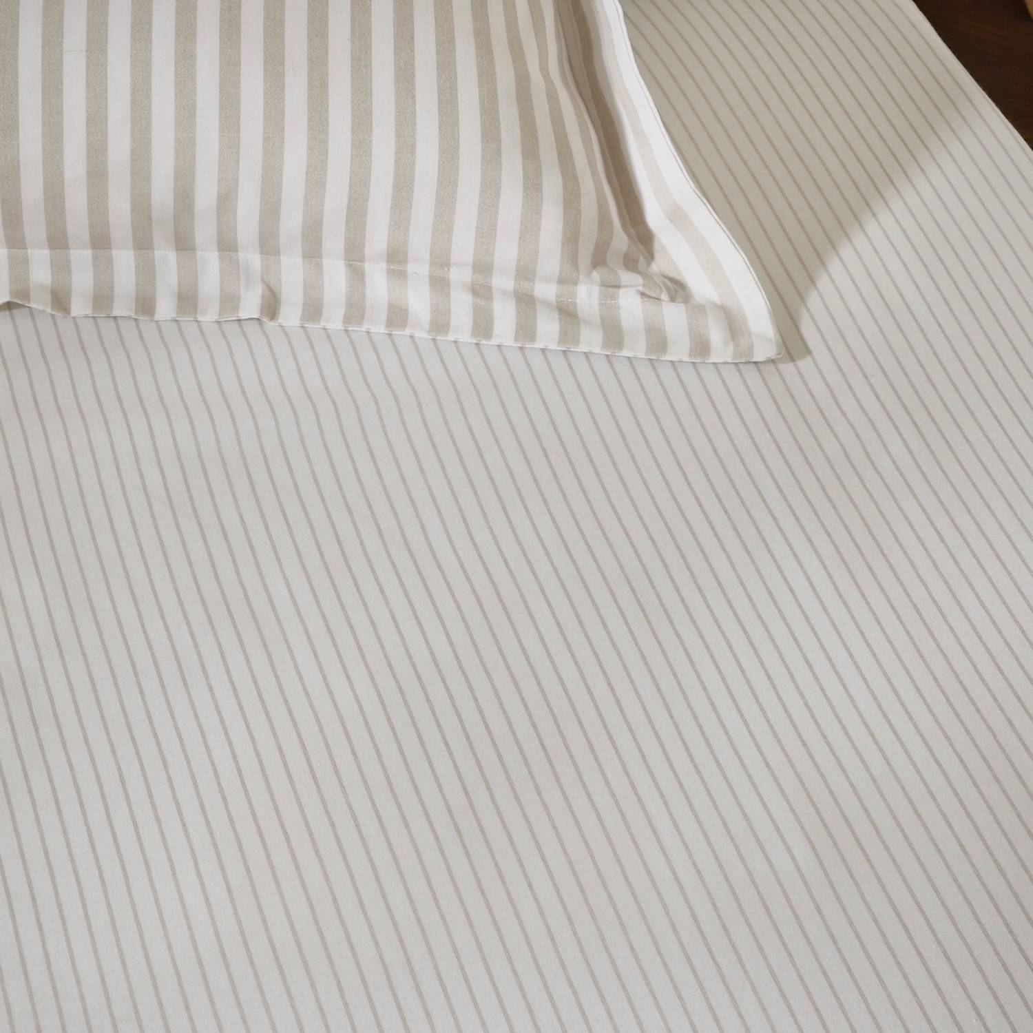 Yard Pure Cotton Hebden Striped Fitted Sheet - Super King Size (6 ft) - Natural - Available at M&S