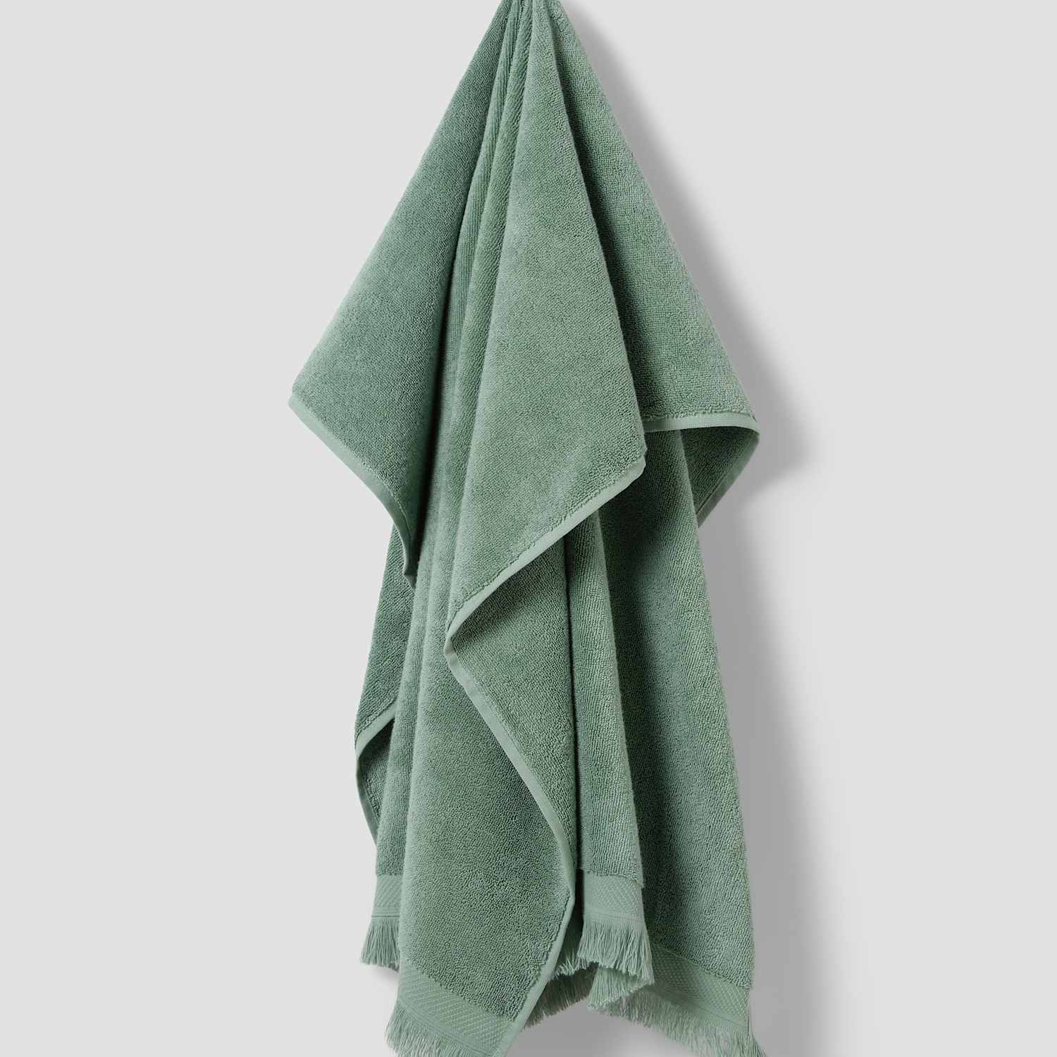 Piglet In Bed Pure Cotton Fringed Towel - Bath Sheet - Sage - Available at M&S