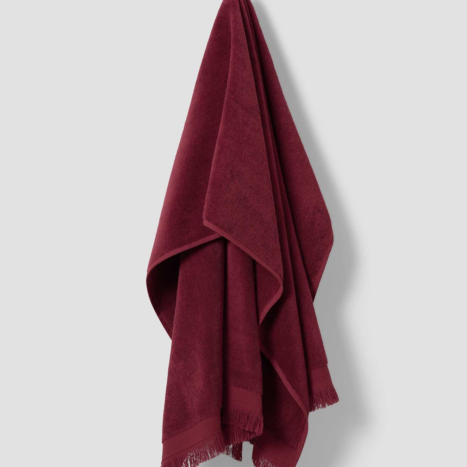 Piglet In Bed Pure Cotton Fringed Towel - Hand Towel - Burgundy - Available at M&S