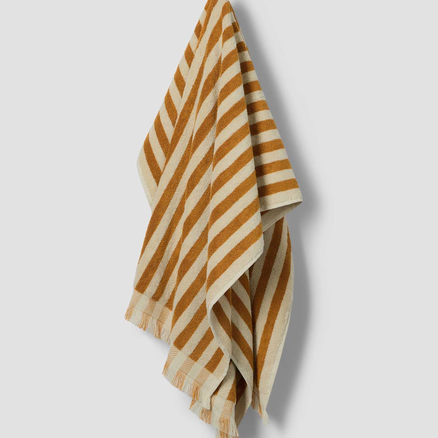Piglet In Bed Pure Cotton Striped Fringed Towel - Bath Towel - Yellow Mix - Available at M&S