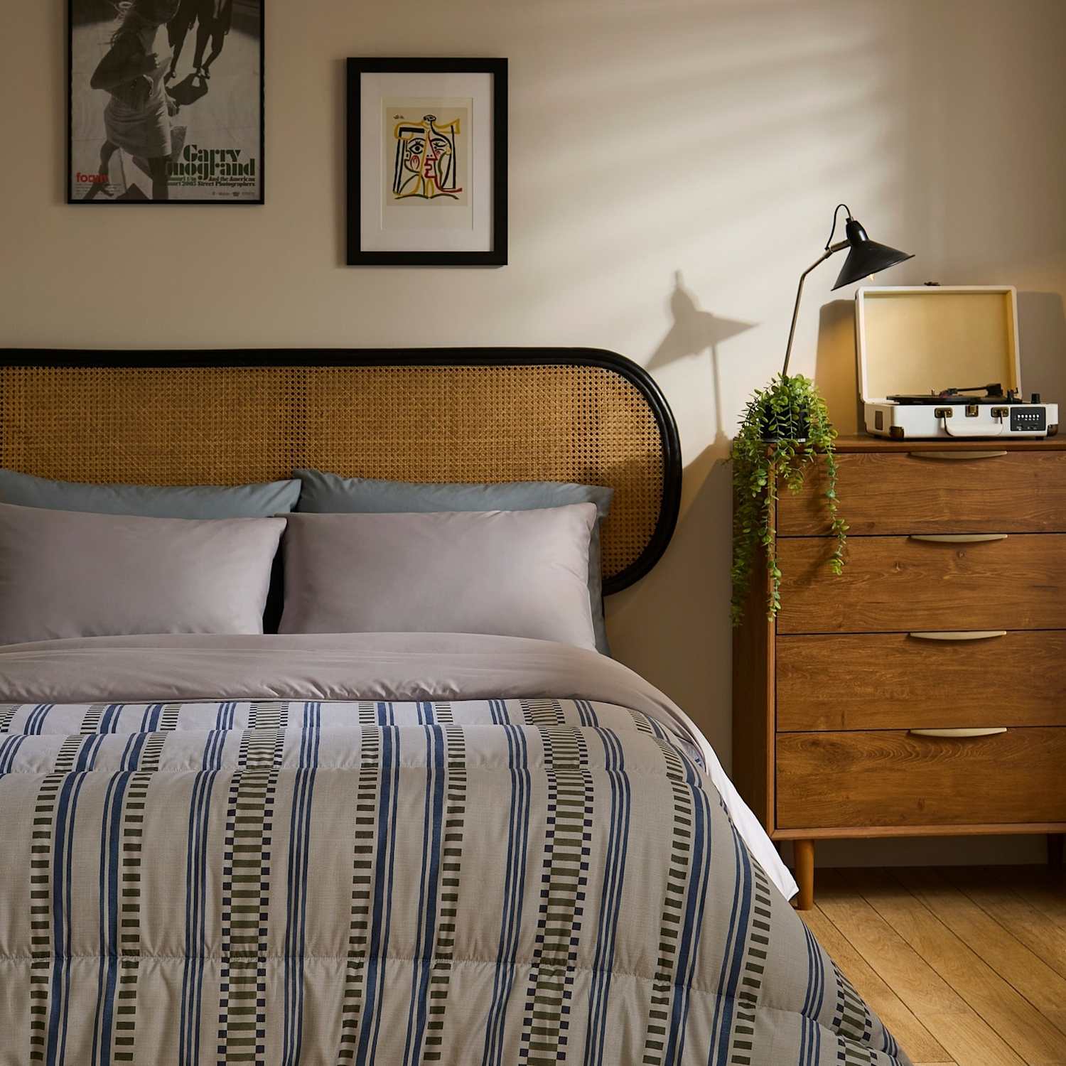 Nightlark Striped 10.5 Tog Coverless Duvet Set - Double (4 ft 6) - Light Grey Mix - Available at M&S