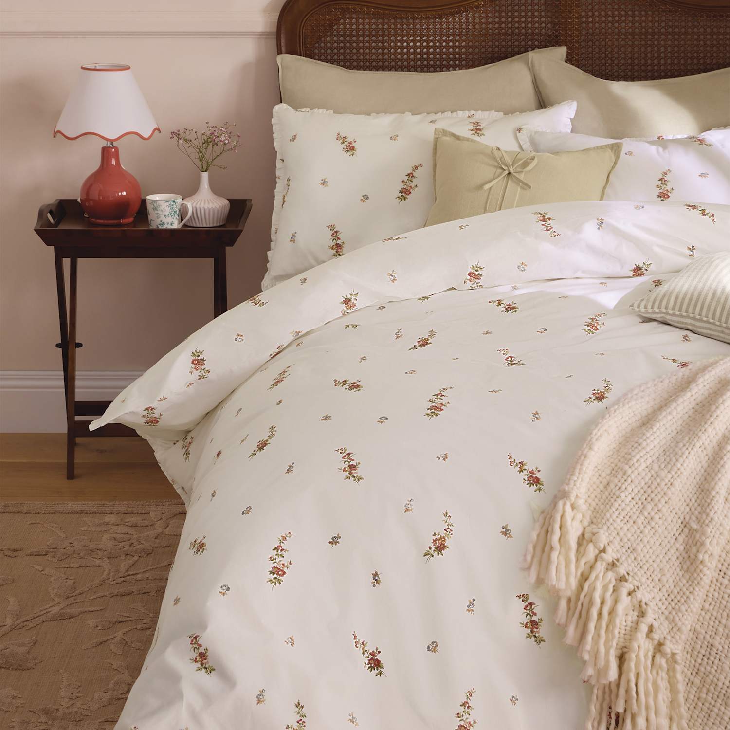 Laura Ashley 2 Pack Pure Cotton Elsie Bouquet Pillowcases - Ivory Mix - Available at M&S