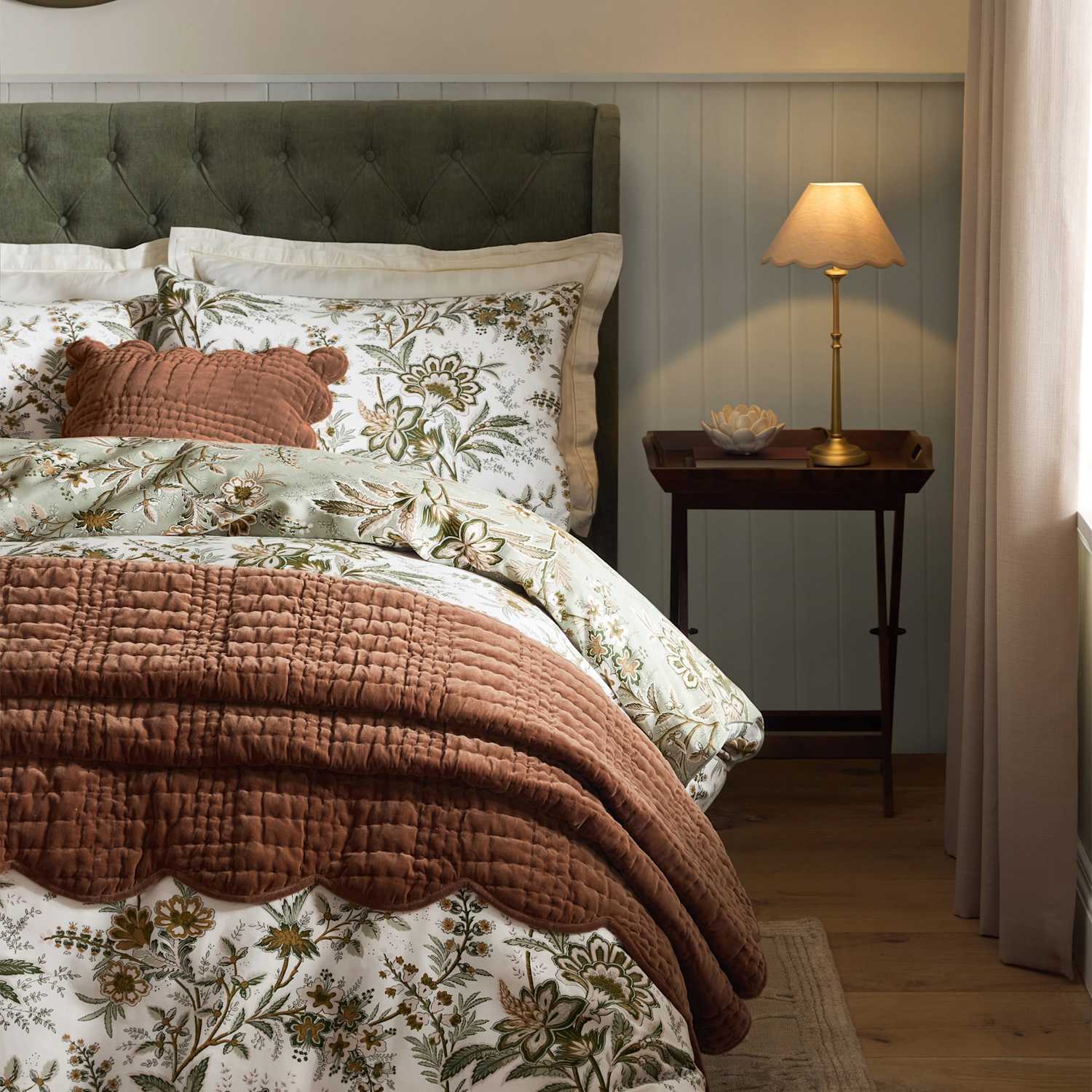 Laura Ashley Marlbrook Floral Reversible Bedding Set - Single (3 ft) - Green Mix - Available at M&S