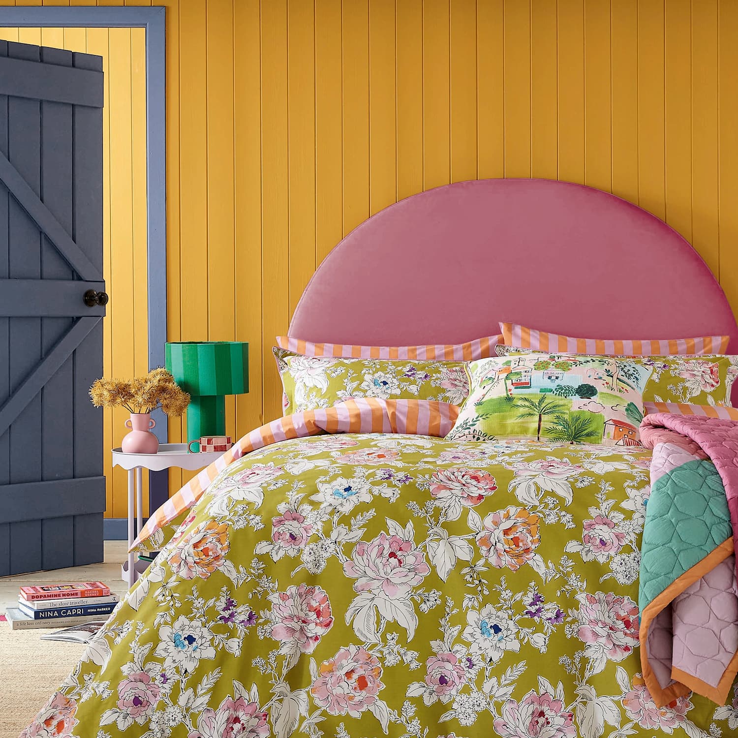Land & Shore Pure Cotton Peony Bedding Set - King Size (5 ft) - Multi - Available at M&S