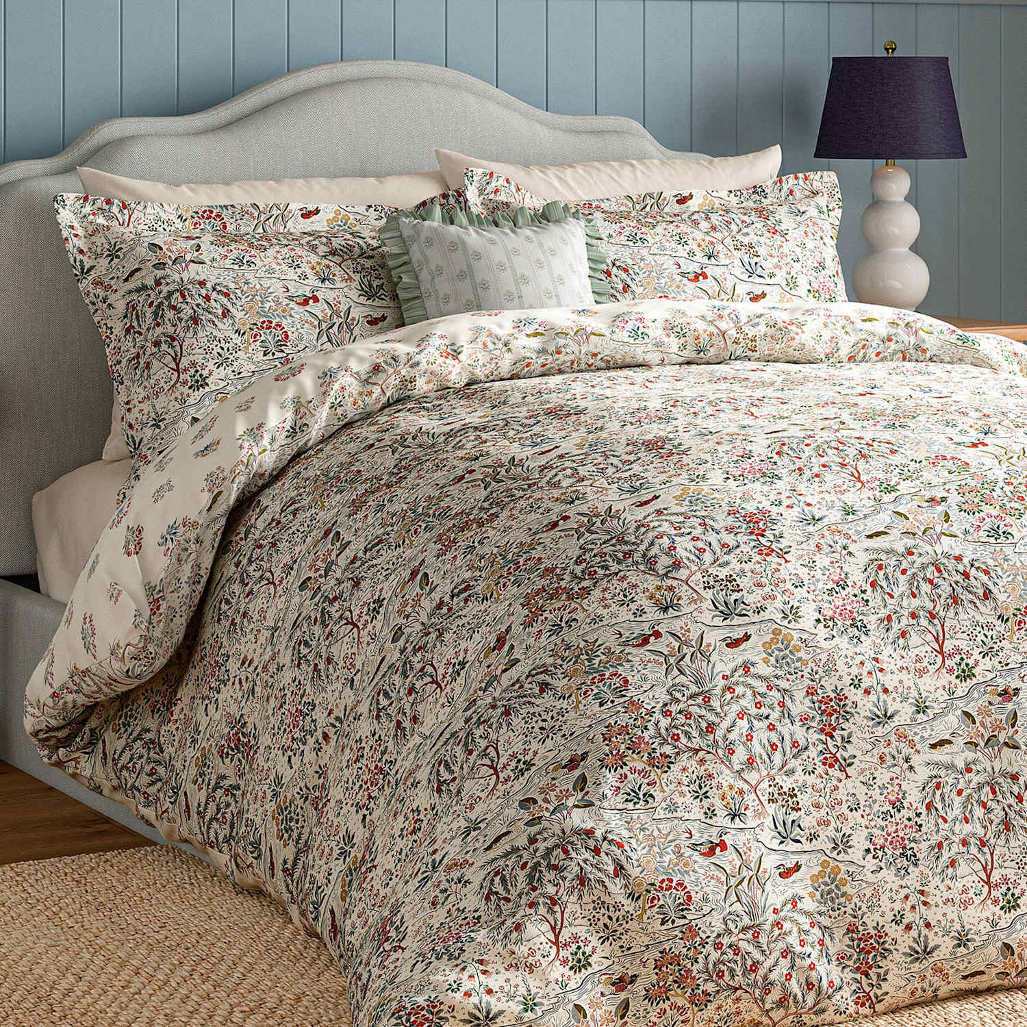 Sanderson Pure Cotton Moat Birds Bedding Set - Single (3 ft) - Cream Mix - Available at M&S