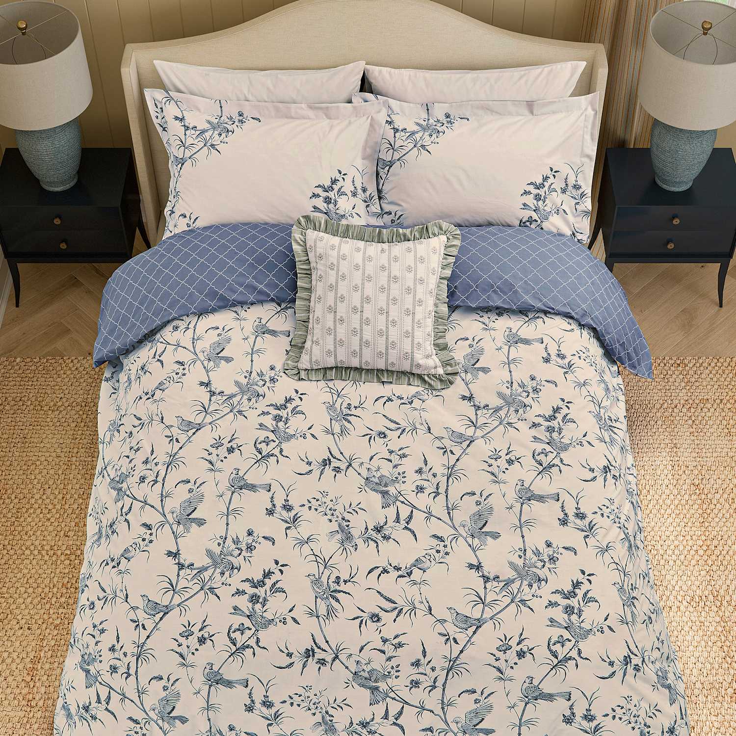 Sanderson Pure Cotton Paradise Toile Bedding Set - Single (3 ft) - Blue Mix - Available at M&S