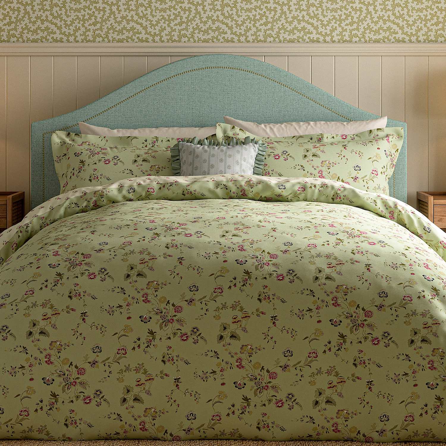 Sanderson Pure Cotton Nectar Fields Bedding Set - Single (3 ft) - Green Mix - Available at M&S